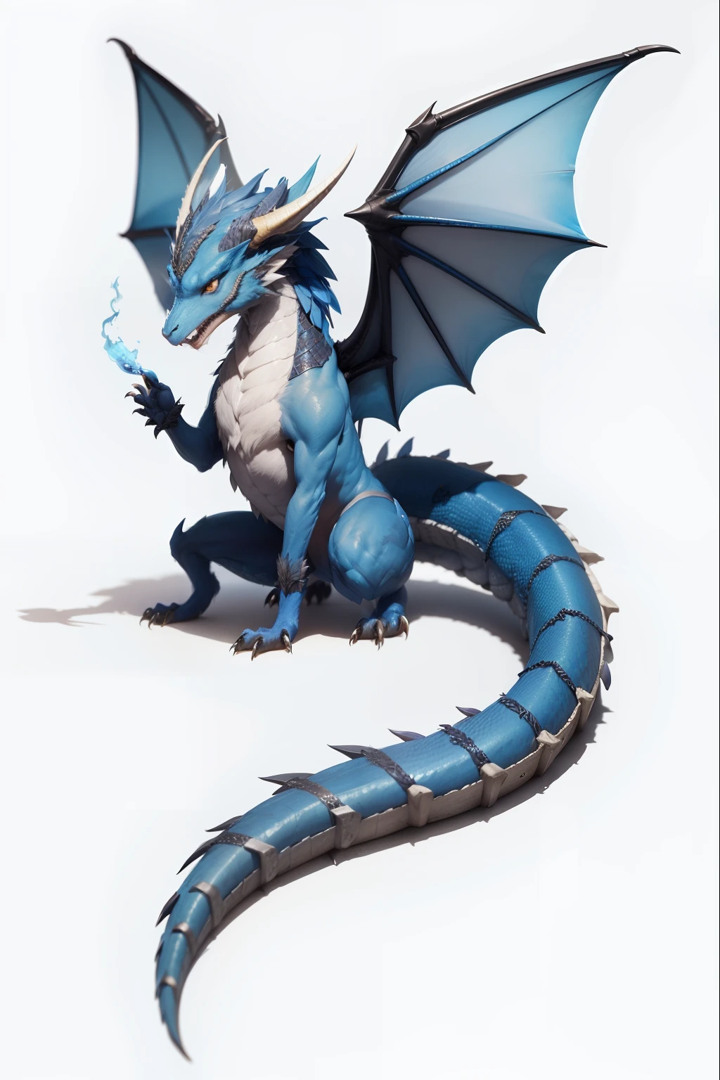 Blue, Fur, Dragon, Small, Young, Wings