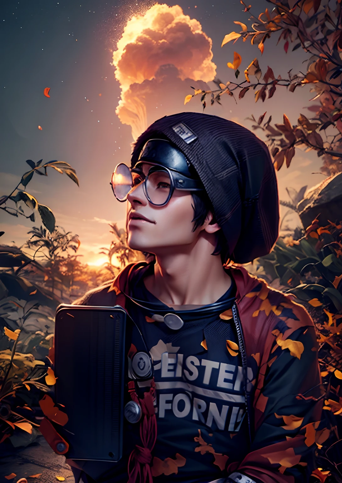 Naruto background change handsome boy, anime boy, realistic face, 8k, realistic, high details,