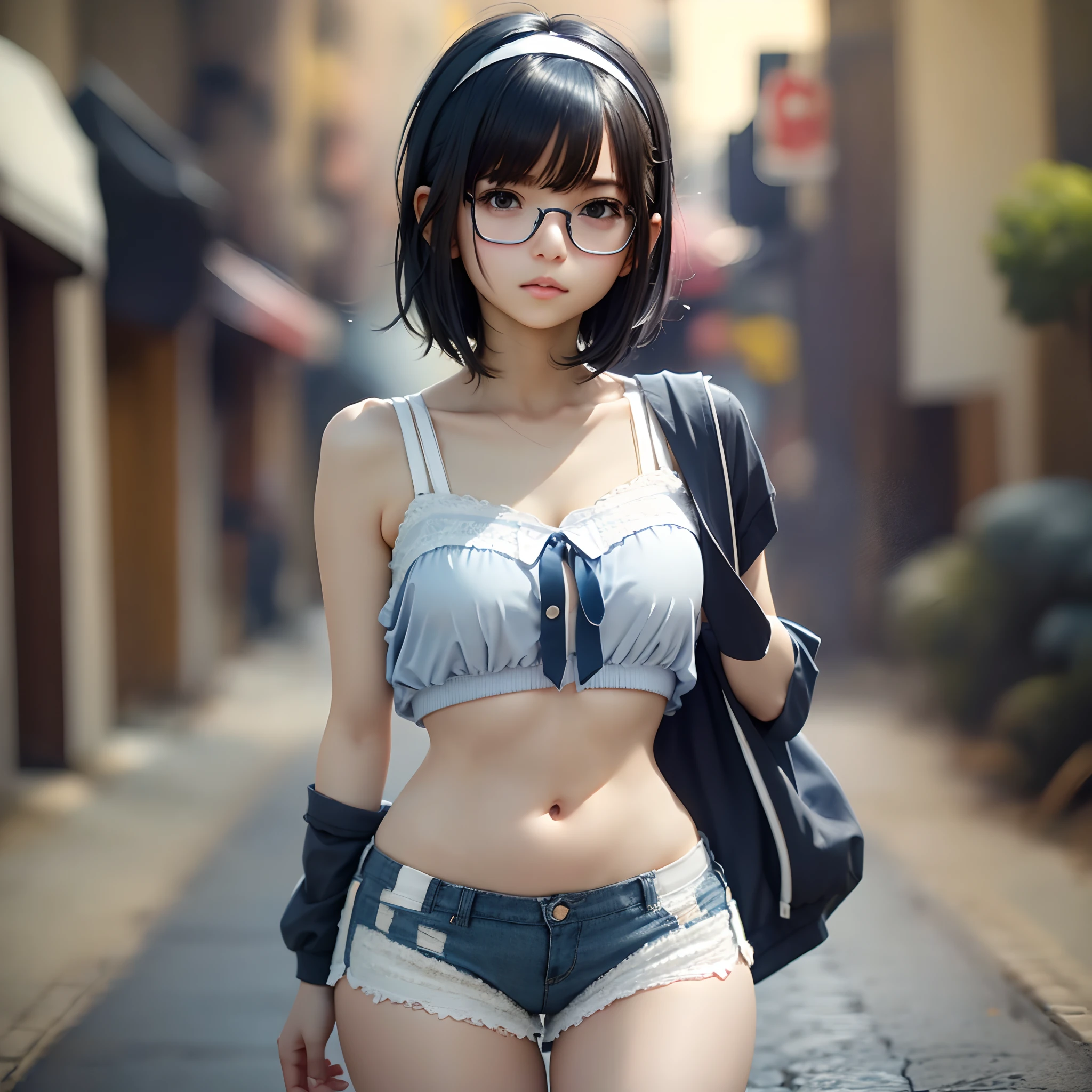 (ultra-detailed),(masterpiece),(detailed),(best quality),(highres),(1girl),glasses, quality, extremely detailed background,(harajuku fashion:1.6), (open the button),(no bra),(loose clothes),{{{{{{{{ prostration, kneeling}}}}}}}},((((spread legs)))),big headphone,((upskart)),((Low - Angle)),in harajuku