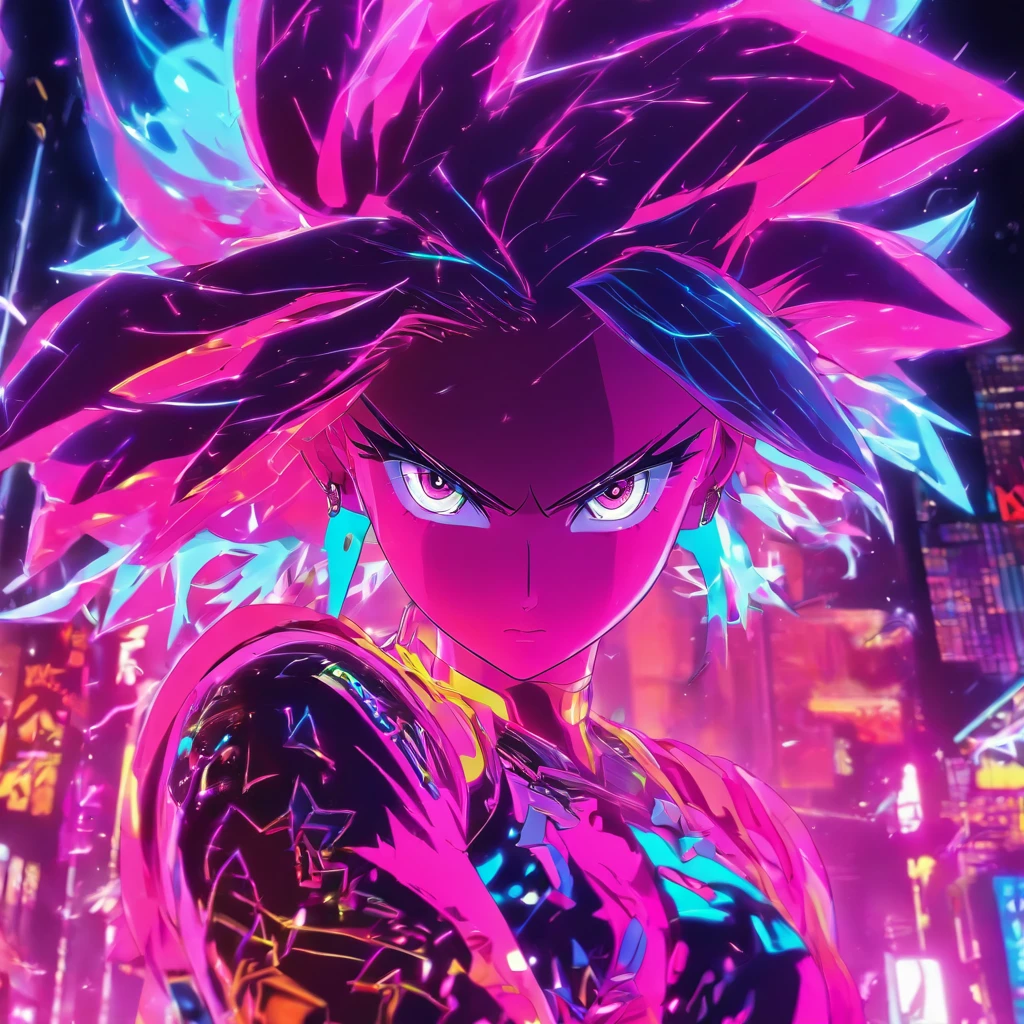 Wallpaper para notebook 4k full HD, Estatua feminina, luzes coloridas neon, super reaslista, detalhes rosa e roxo, estatua linda com detalhes dourados
