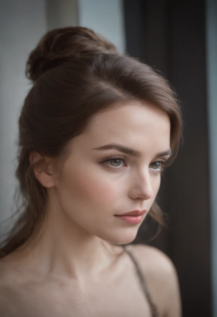 "Retrato de corpo inteiro de uma mulher triste com cabelo cacheado, figura pequena, rosto chorando, cativante olhos azuis, e tamanho modesto do busto, Showing your loneliness."