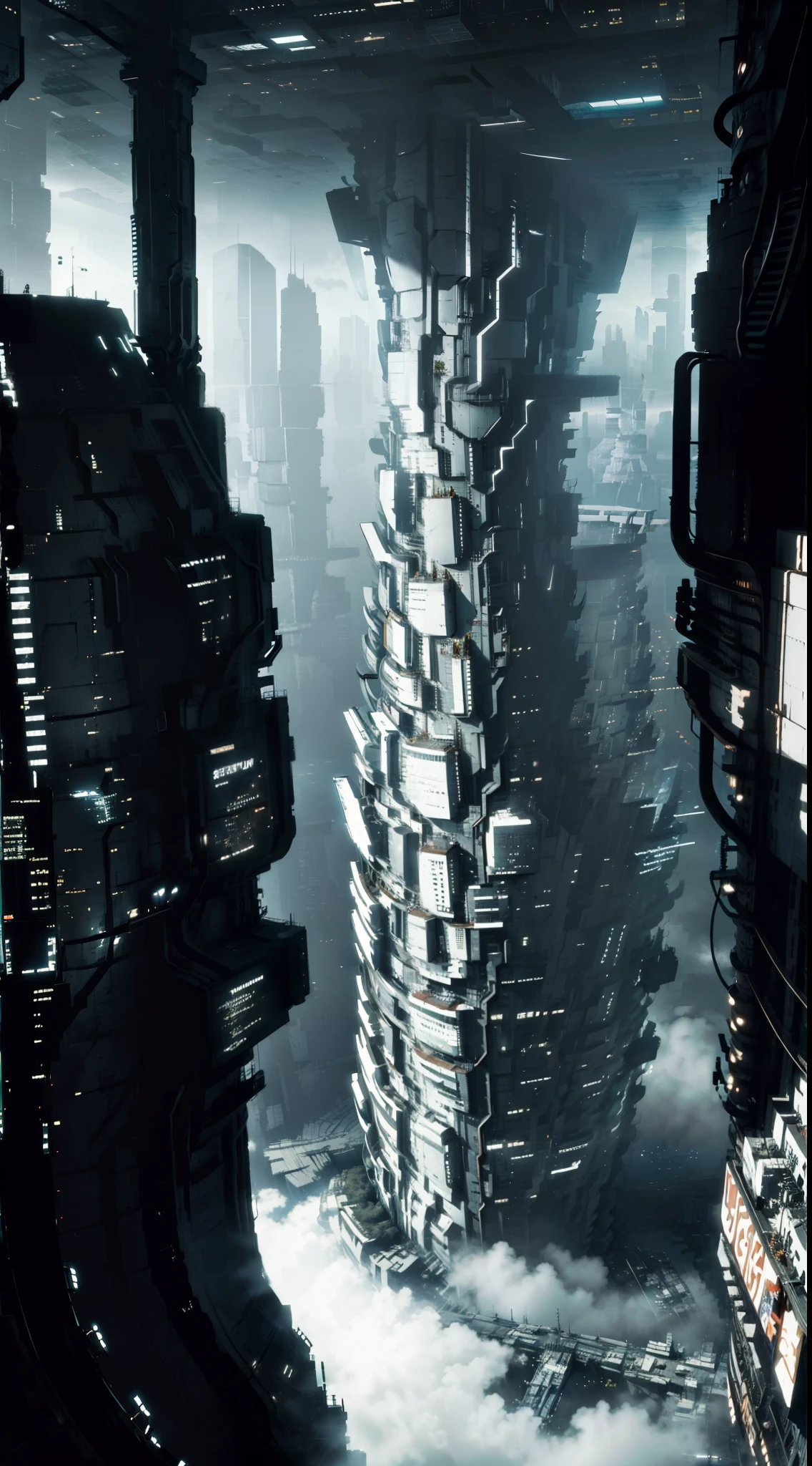 arafed view of a city with giant megastructures, landscape of a future city, beeple rendering, city of the future, with tall glass skyscrapers, cyberpunk city of the future, skyscrapers.