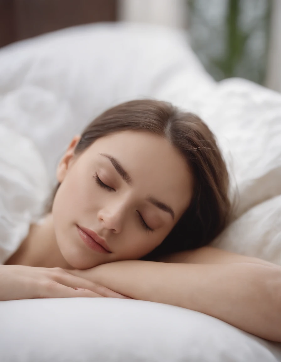 Design a hyper-realistic image of a person in a deep sleep, with their closed eyes exhibiting subtle movements. Surrounding them should be a dreamscape, blending elements of their dreams with the bedroom, blurring the line between reality and the dream world.