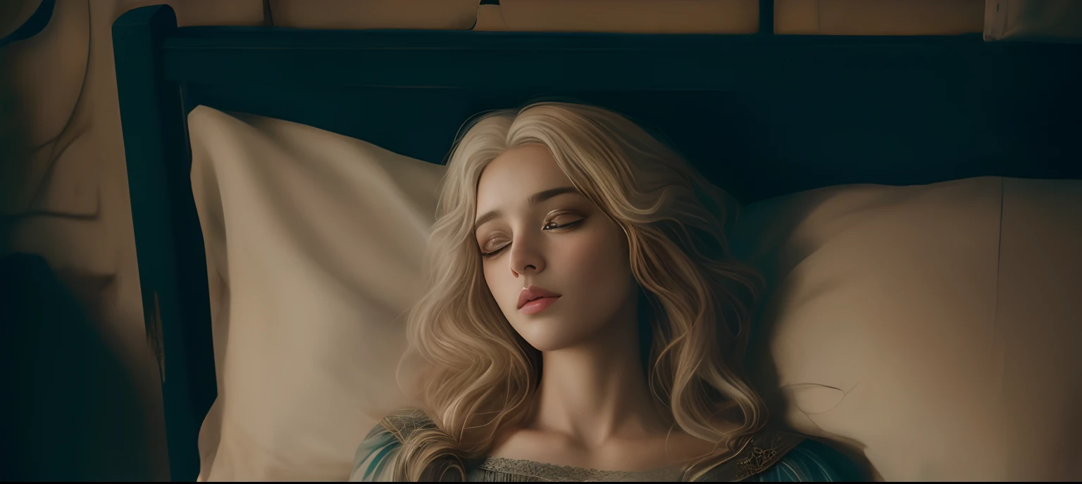 mulher loira dormindo na cama com os olhos fechados e olhos fechados, olhos fechados, olhos fechados,Arte no estilo de Guweiz, No estilo de arte de Bowater, pintura digital renascentista, A Bela Adormecida, Obra-prima de Guweiz, olhos fechados realistas, , Conto de fadas da Bela Adormecida, pintura digital barroca, foto retrato suave 8 k, pintura digital realista, stunning digital illustration, Retrato de uma mulher dormindo com olhos fechados