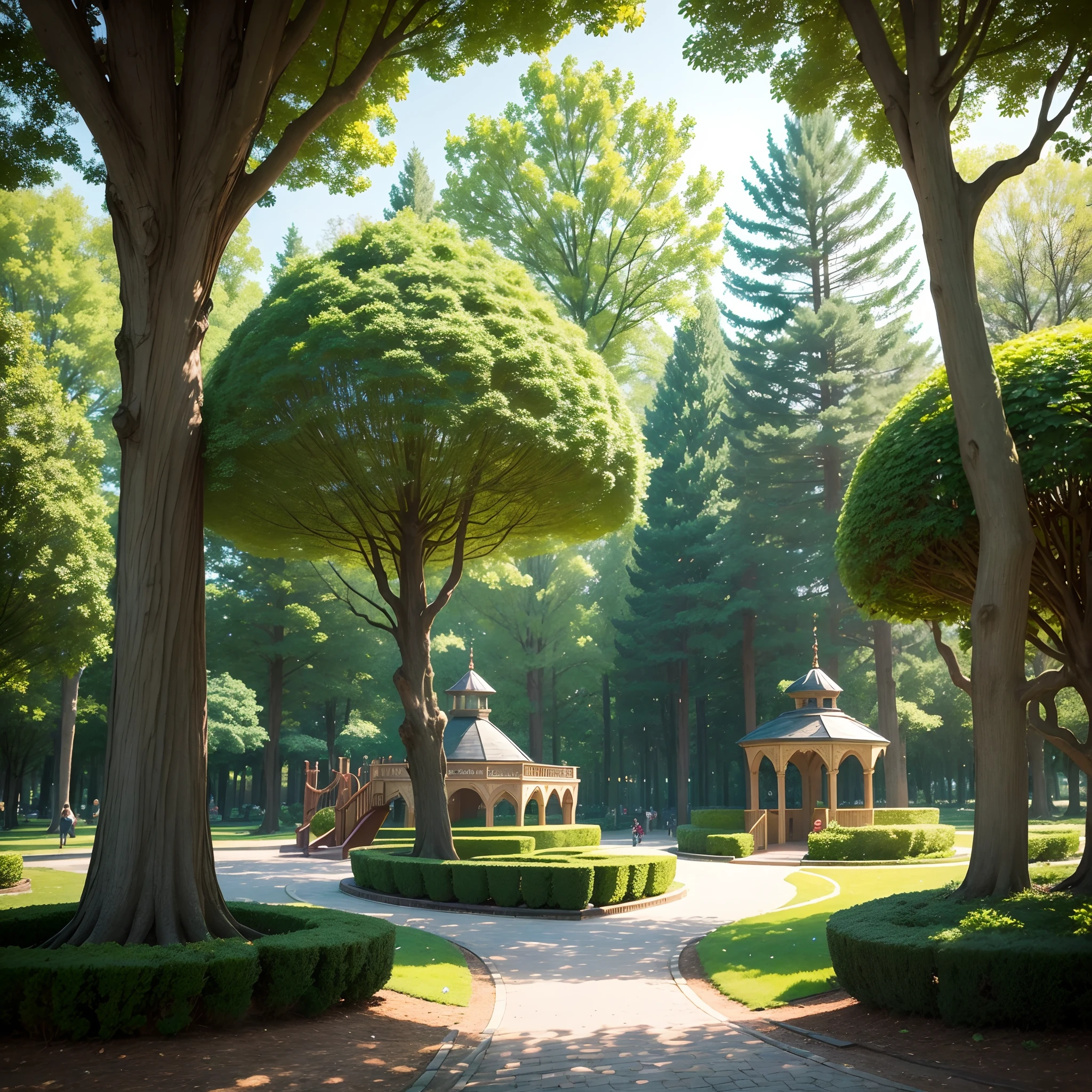 This medium-sized park has a fairytale-like look to it. It boasts many trees, a gazebo, and a playground.