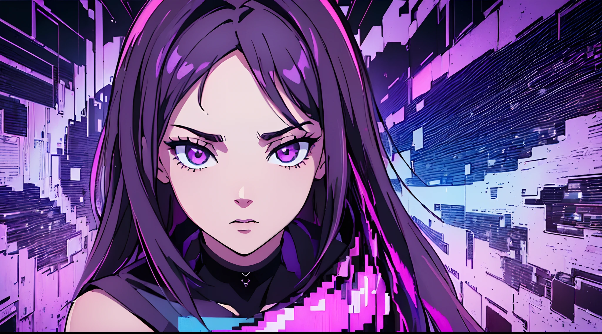 (Front Focus),(around dark:1.6),, (Masterpiece, Top Quality, Best, official arts, beautiful and aesthetic:1.2),(Masterpiece, Top Quality, Best Quality, official arts, beautiful and aesthetic:1.2),(Masterpiece, Top Quality, Best Quality, official arts, beautiful and aesthetic:1.2), 1girl, Glitch Art, (Digital Distortion), Pixel slices, Data Corruption,Colorful noise, visual chaos,Modern aesthetics