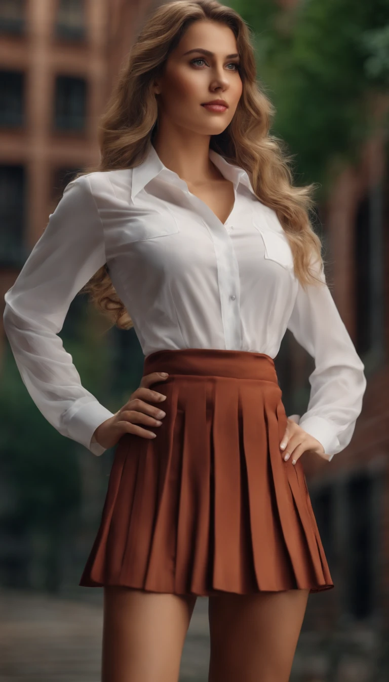 Ultra-detailed, Photorealistic photography in 8K, MAXIMUM DEFINITION, tmasterpiece, Incredibly beautiful students, Pleated miniskirt with buttoned blouse, Wear with cautionary underwear, Show off your athletic body and plump breasts .Sex life,,NSFW,18+