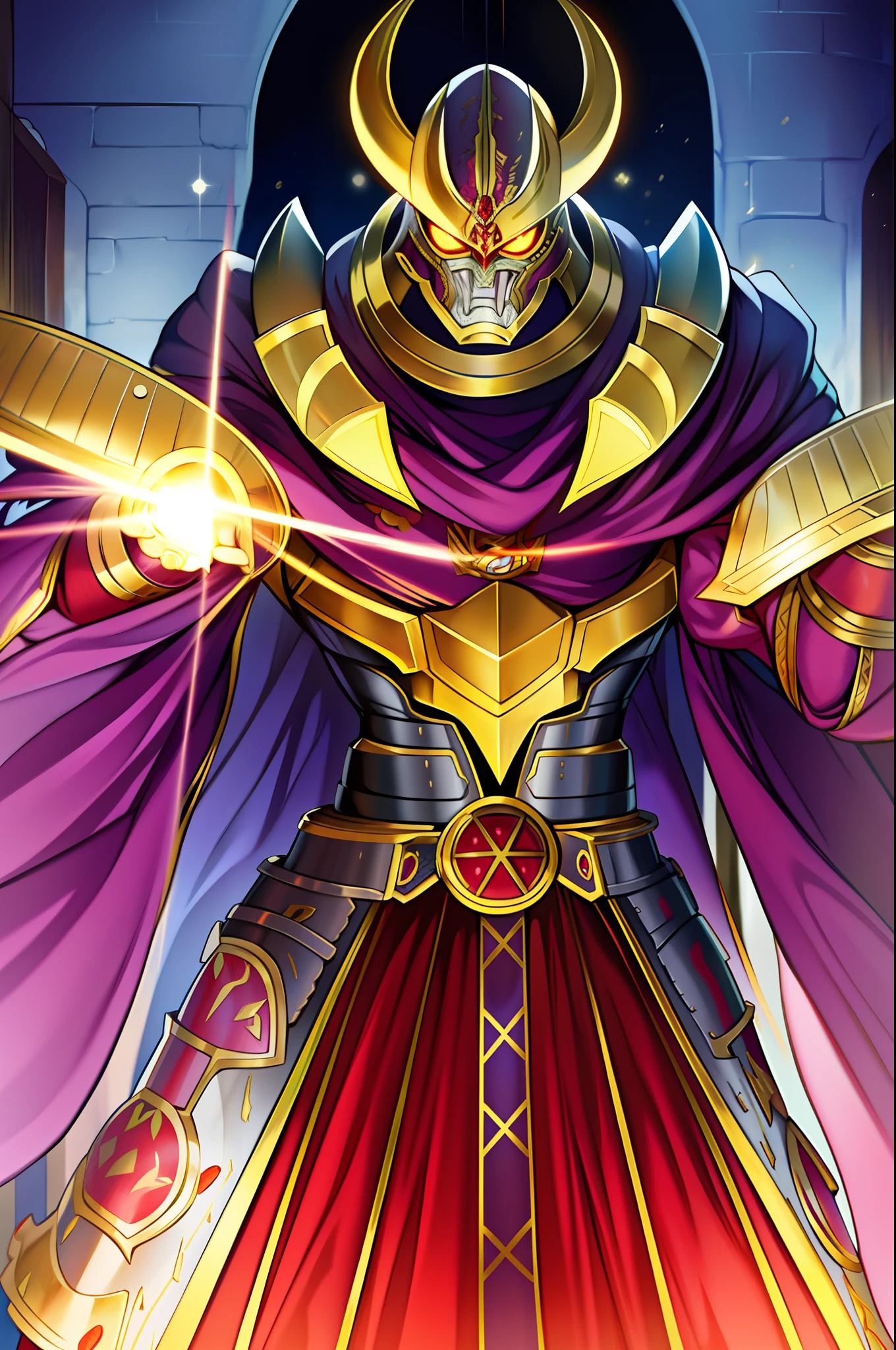sentai villain, ogre, monster, metal hero, orc, ogre, clothed, armored, anthro, cape, standing, solo focus