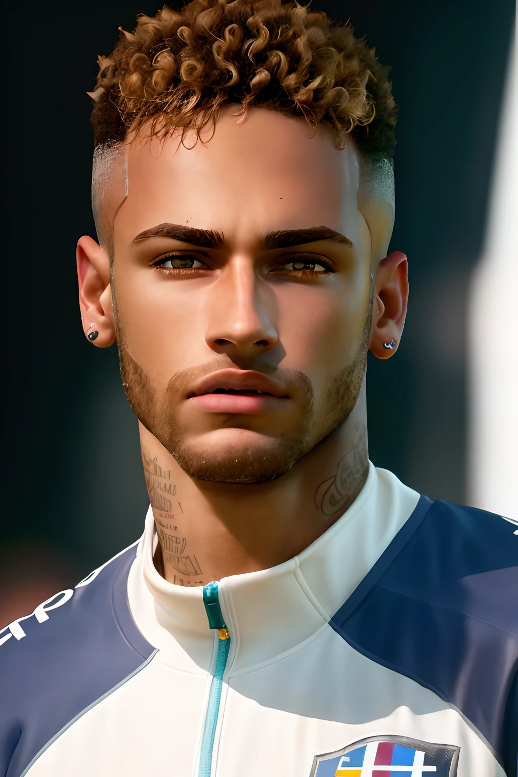 (Seguindo os requisitos, here is the prompt I generated based on the given theme.) "(melhor qualidade, 4k, Altas, ultra-detalhado, Realistic:1.37), Neymar Junior in film scene, retrato, cores vibrantes, close-up impressionante, detailed face expression, penteado elaborado, Sportswear, dynamic pose, foco intenso, dramatic lighting, eye catching composition"