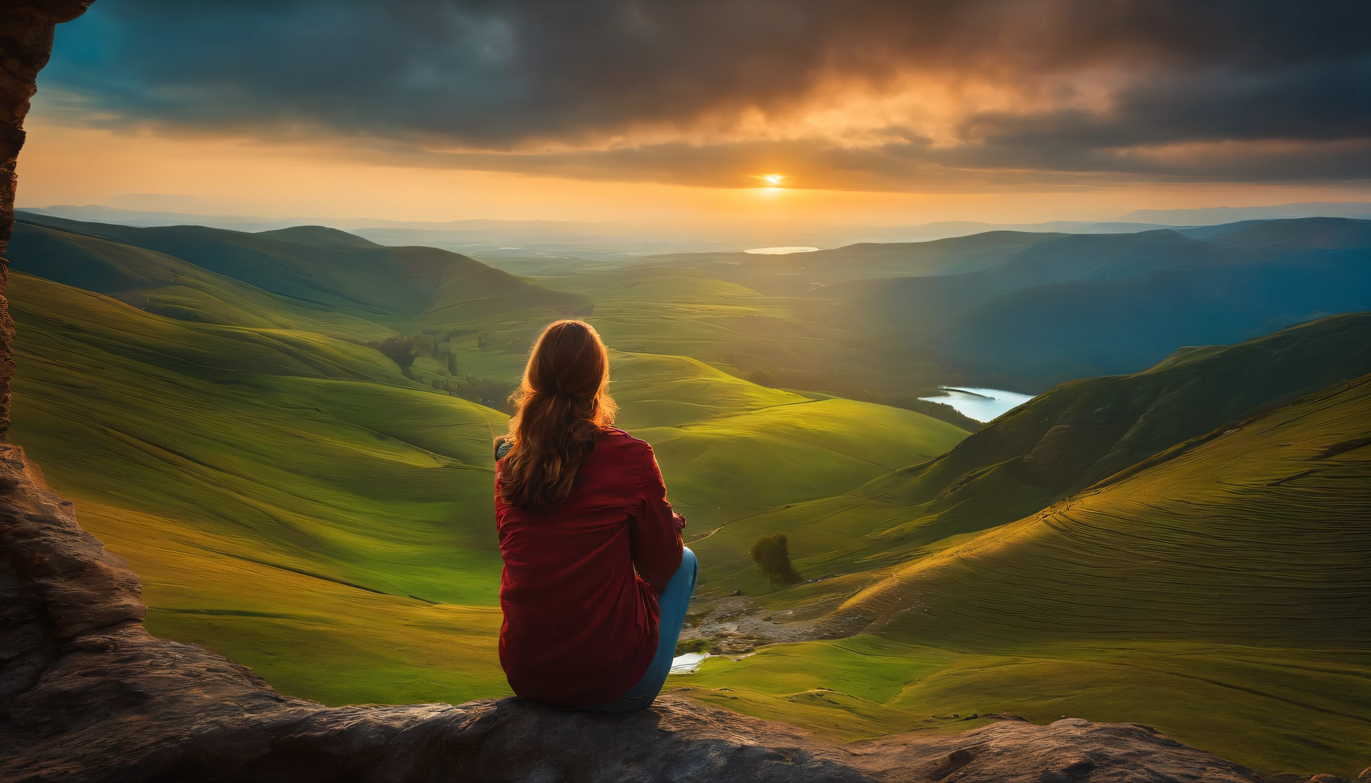 This image shows a person looking out at a beautiful landscape. They are filled with hope and optimism for the future.