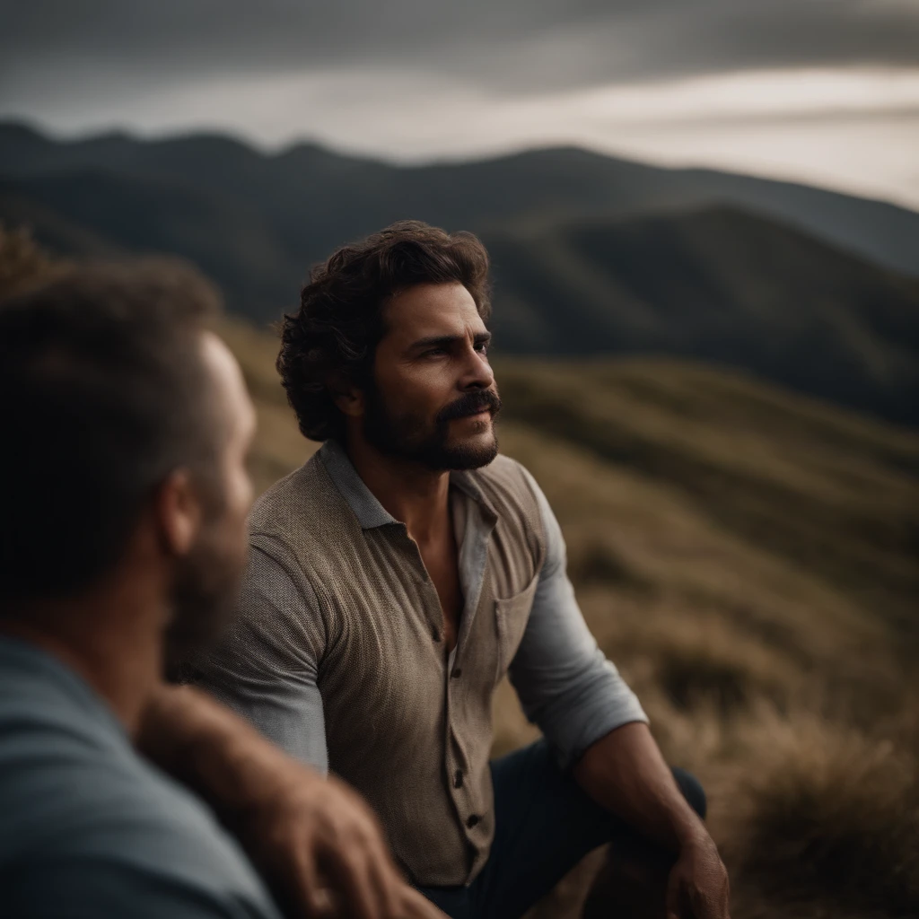 homem orando de joelhos de frente para uma montanha