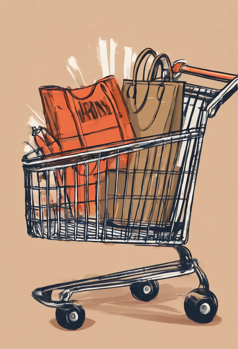create a logo for a bag and a shopping cart