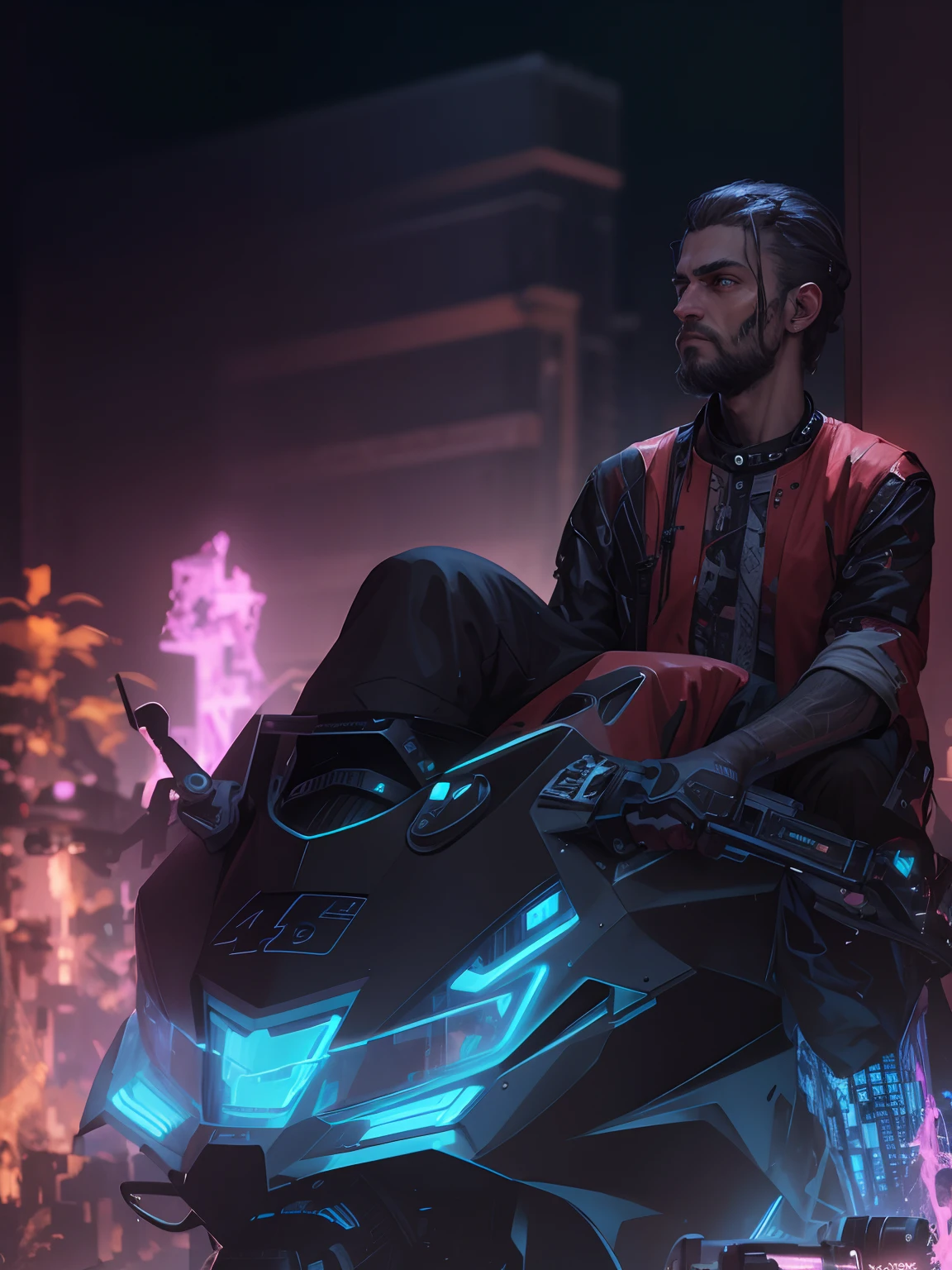 Background Cyberpunk Realistic face with beard 4k resolution.... HD