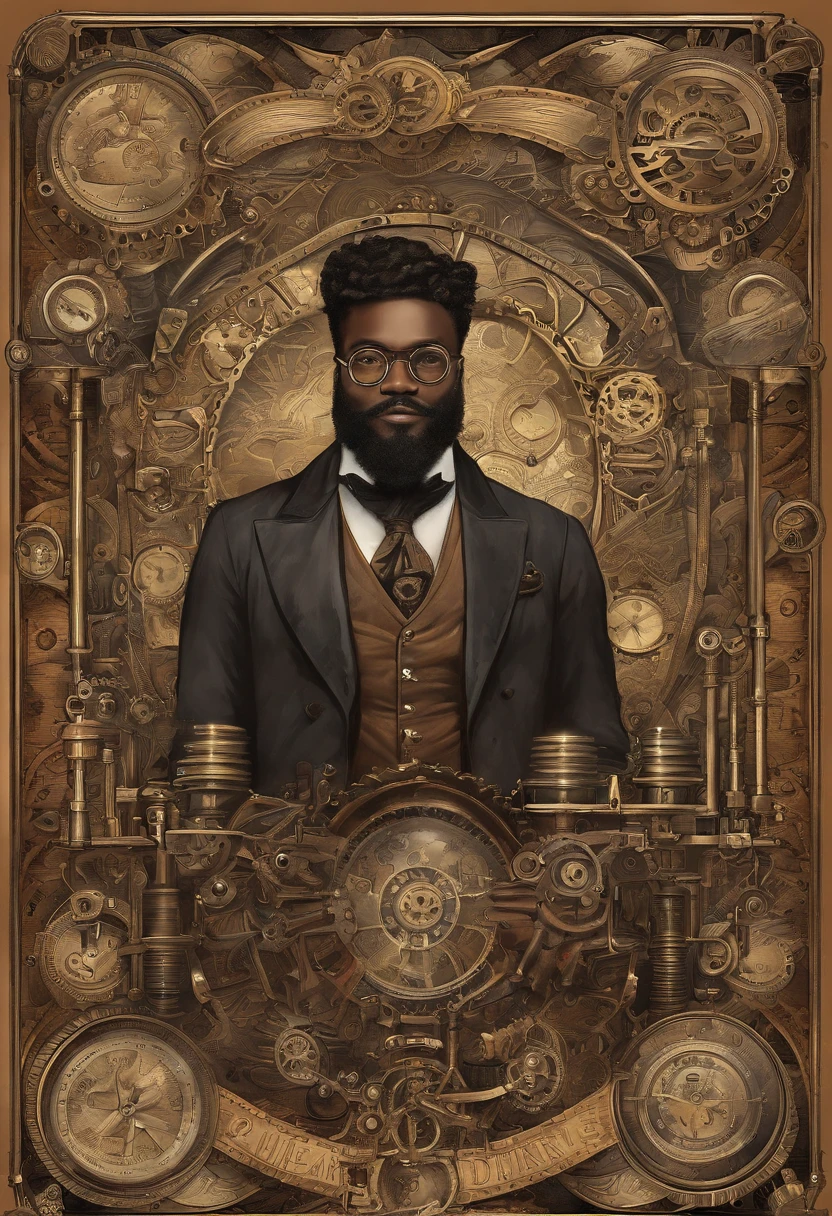 Simple avatar with dark-skinned boy with glasses and beard