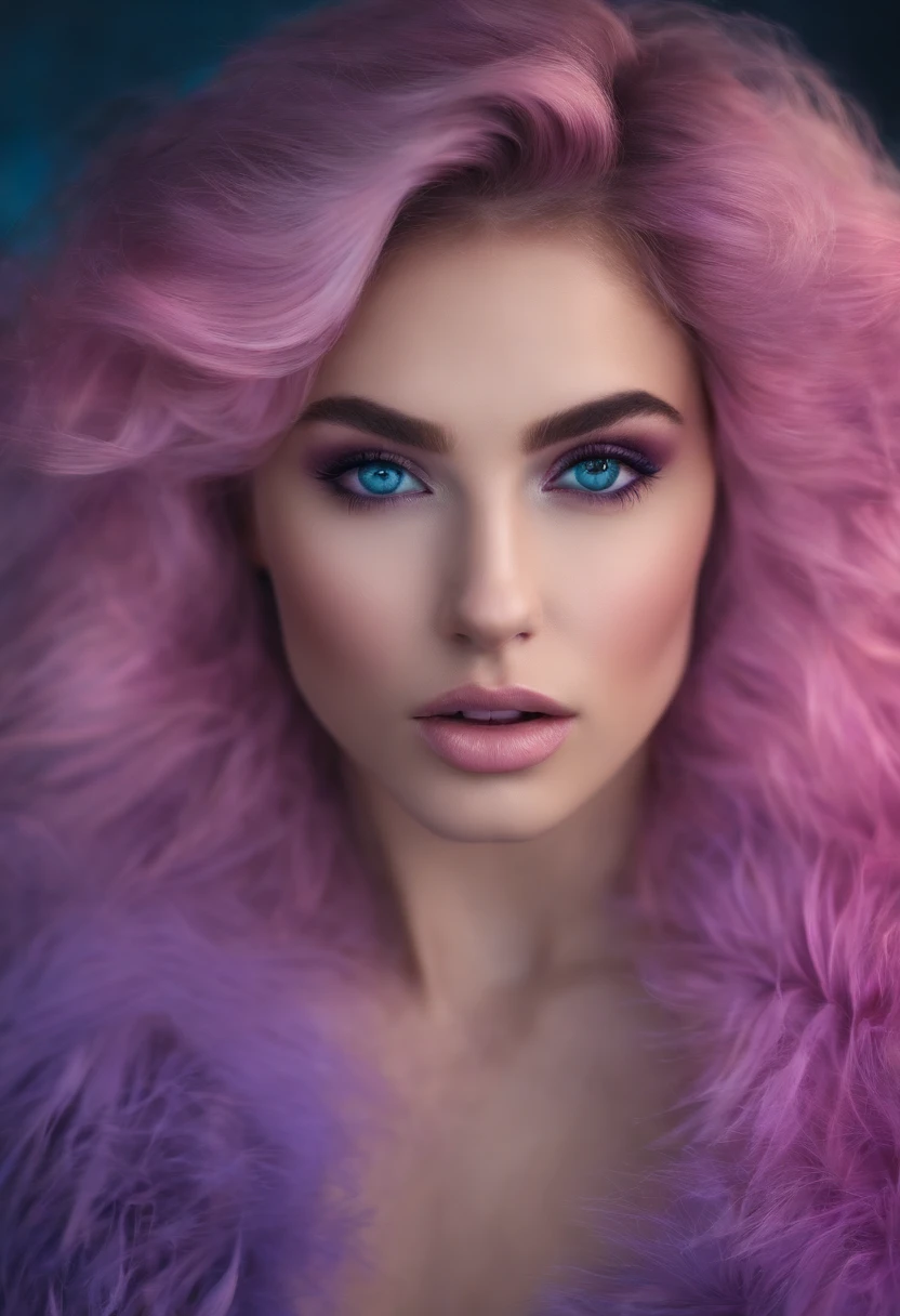 1 girl, pink, purple, blue