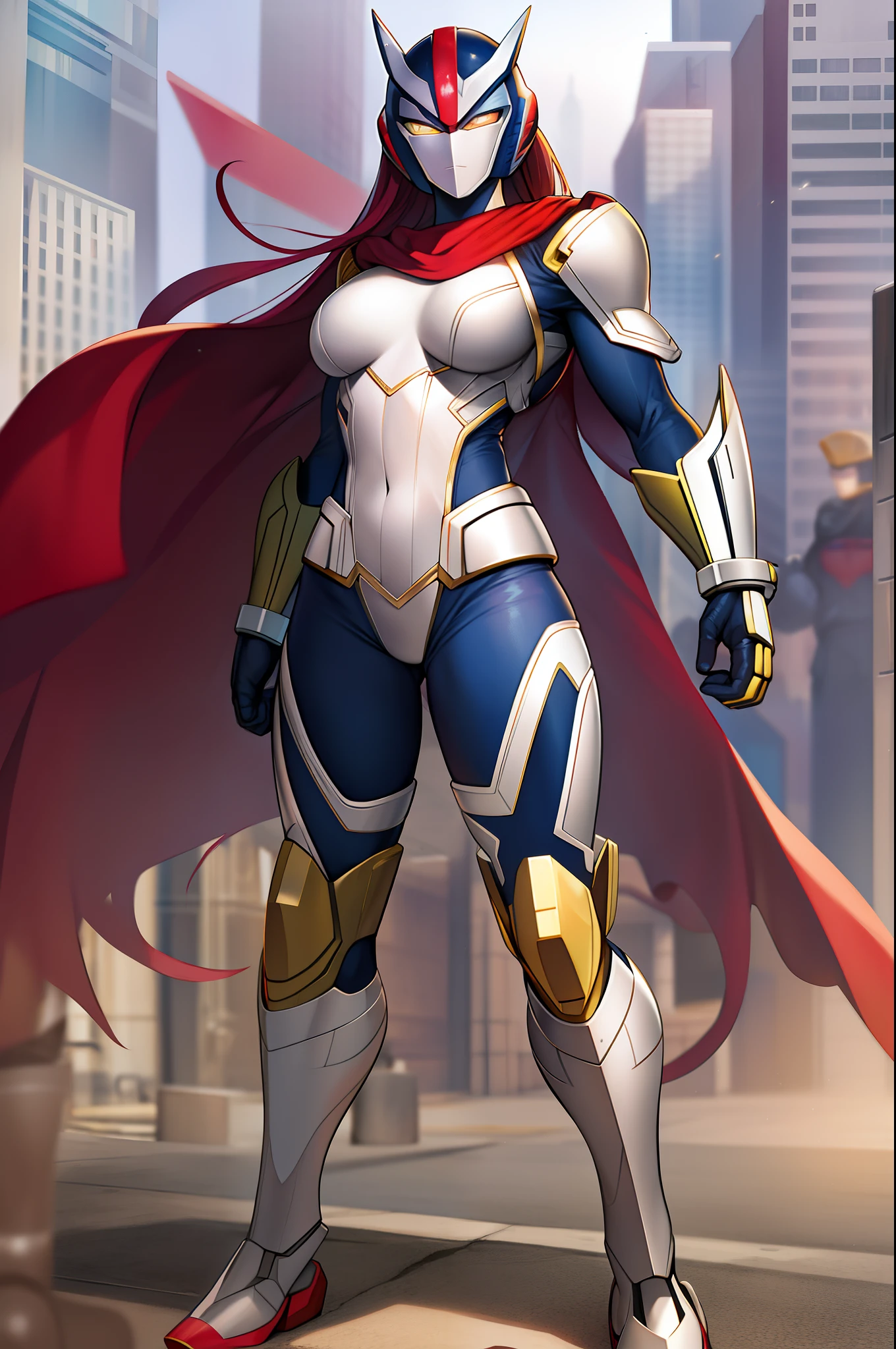 superhero american, cyborgwoman, full body, ultraman