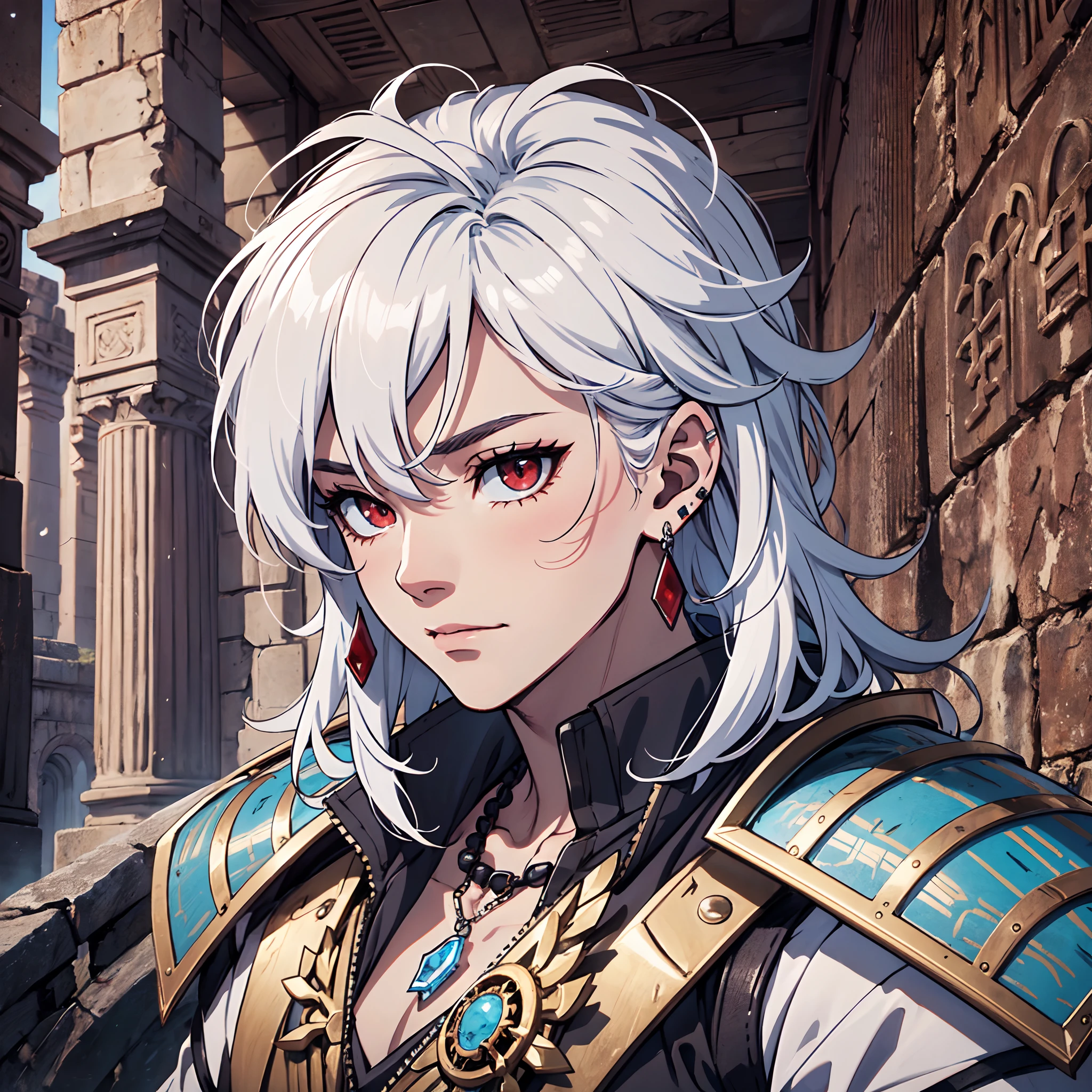 128K Ultra High Definition,
128K Ultra High Quality,
128K Ultra High Resolution,
128K Resolution,
Hyper Detailed,
Hyper Quality,
Hyper Definition,
Perfectly Detailed,
Perfectly Designed,
Masterpiece,
1 Boy,
Anime,
Handsome,
White Hair,
Red Eyes,
Wearing Earrings,
Wearing Necklace,
Armored With Spartan Armor,
Ancient Ruins Background,