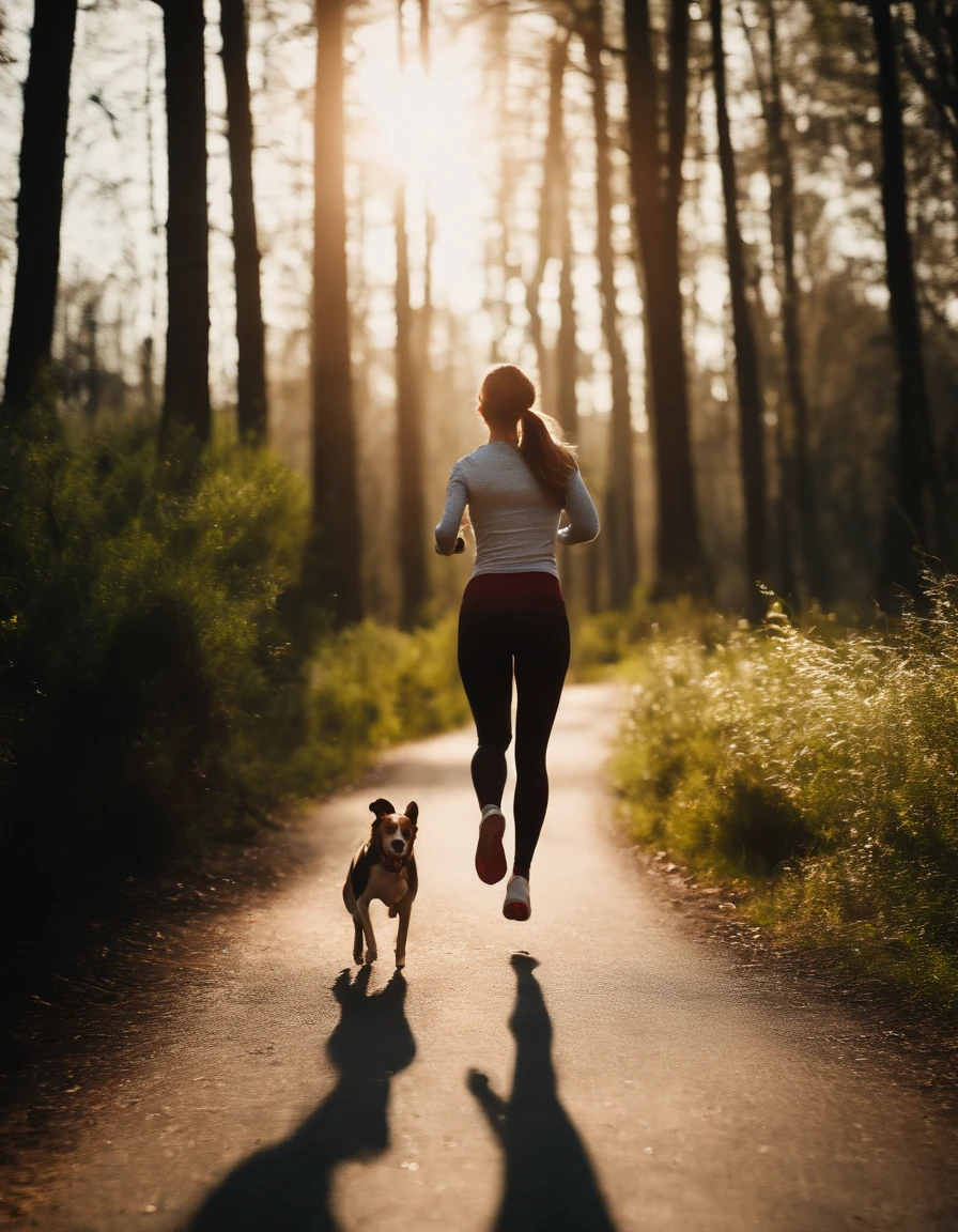 Chica corriendo, cheerfulness:1.8,cheerfulness, lleno de vitalidad，La parte superior del cuerpo，primavera，Efecto Dingdall，Rayos de sol，El bosque，Dynamic action，Bokeh de fondo，Speed Line, (Foto RAW:1.2),((fotorrealista:1.4))La mejor calidad , Extremadamente delicadamente hermoso, extremadamente detallado ,Unidad ,Fondo de pantalla de 8k, amiseta roja, pantalon corto negro