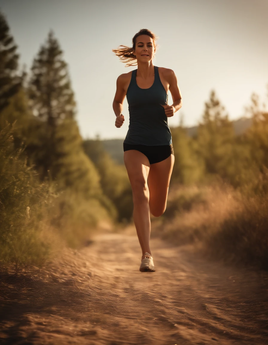 Chica corriendo, cheerfulness:1.8,cheerfulness, lleno de vitalidad,La parte superior del cuerpo,primavera,Efecto Dingdall,Rayos de sol,El bosque,Dynamic action,Bokeh de fondo,Speed Line, (Foto RAW:1.2),((fotorrealista:1.4))La mejor calidad , Extremadamente delicadamente hermoso, extremadamente detallado ,Unidad ,Fondo de pantalla de 8k, amiseta roja, pantalon corto negro, vista desde atras, espalda