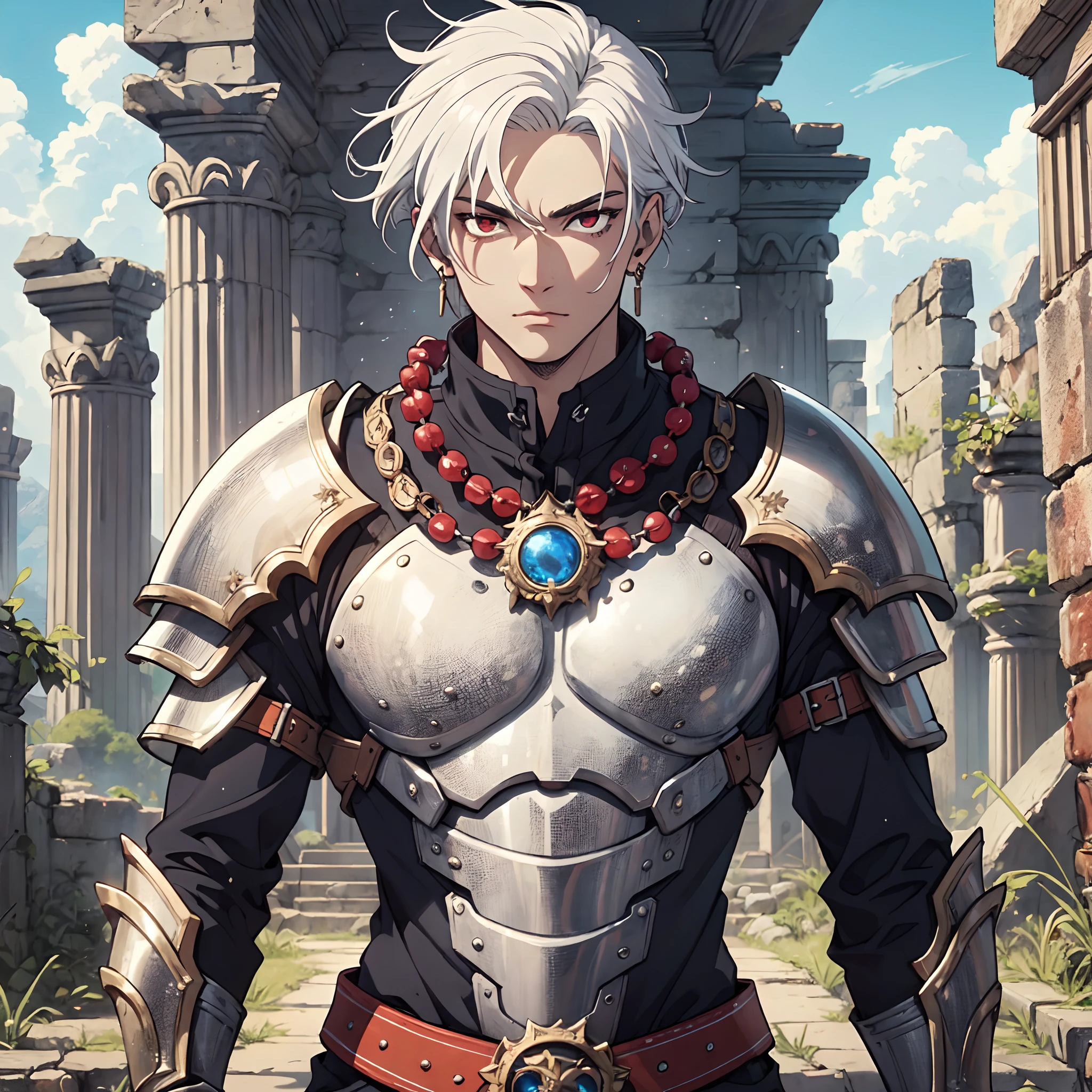 128K Ultra High Definition,
128K Ultra High Quality,
128K Ultra High Resolution,
128K Resolution,
Hyper Detailed,
Hyper Quality,
Hyper Definition,
Perfectly Detailed,
Perfectly Designed,
Masterpiece,
1 Boy,
Anime,
Handsome,
White Hair,
Red Eyes,
Wearing Earrings,
Wearing Necklace,
Armored With Spartan Armor,
Ancient Ruins Background,