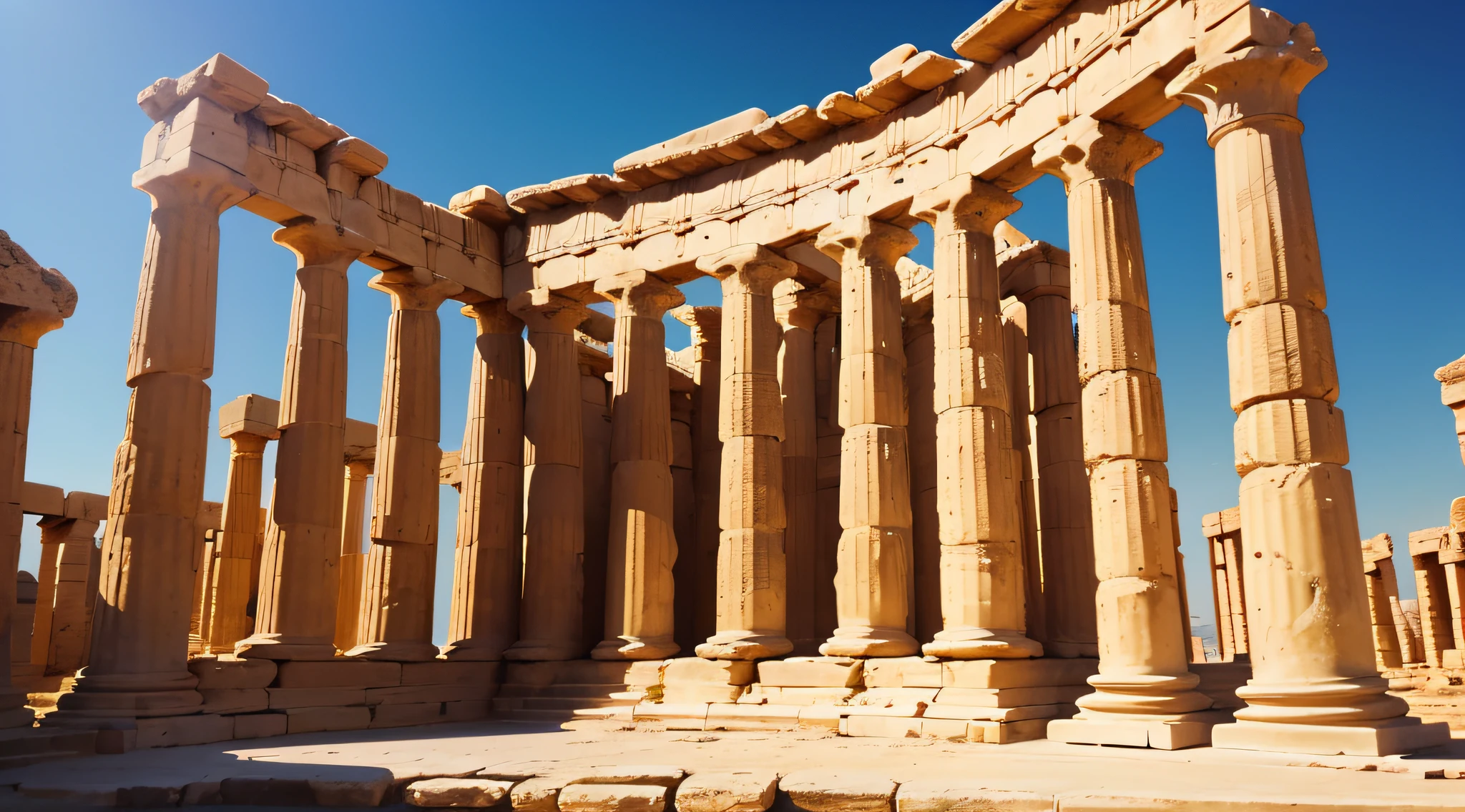 ( Absurdo , alta qualidade , ultra detalhado, Hand care ) Um templo grego completamente restaurado, Temple of Concord in Agrigento as it was in the times of the Greeks.