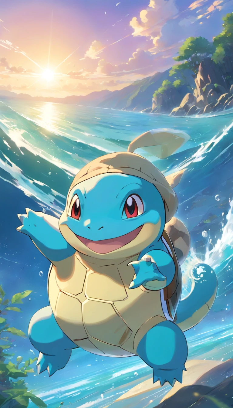 (Best image quality), Squirtle_Pokemon, (Very detailed),cloud,Ocean