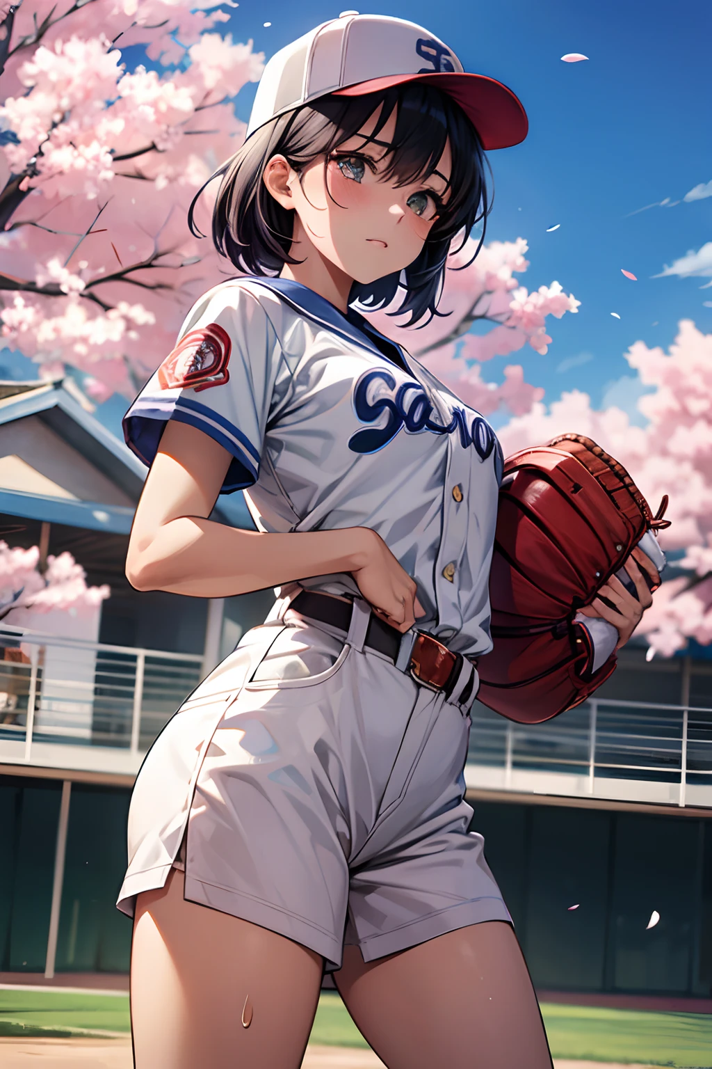 The prompt for the Stable Diffusion imaging model is:

"Beautiful young Japanese woman Ryo Hayakawa, Captain and pitcher of the Kisaragi Girls Baseball team at Kisaragi Girls High, Princess Nine anime, [anime], [portraits], [best quality, highres, vivid colors], [beautiful detailed eyes, beautiful detailed lips, extremely detailed face], [studio lighting], [photorealistic], [ultra-detailed], [sharp focus], [vibrant colors], [bokeh], [soft color tones], [natural lighting], [baseball uniform], [determined expression], [dynamic pose], [green baseball field], [cheering spectators], [sweat], [intense game atmosphere], [Japanese school setting], [cherry blossoms], [traditional Japanese maple trees], [school bag], [baseball glove], [baseball cap], [pennants], [sunshine], [camera follows the ball], [high-resolution illustrations], [capturing the emotions of the characters], [expressing the spirit of sports], [rich artistic detail], [nostalgic atmosphere], [authentic art style], [attention to character design], [emotional depth], [background details], [classic anime aesthetic]."