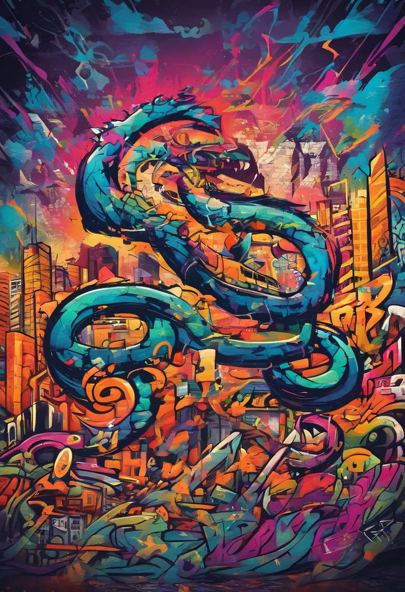 Prompt: Graffiti, The Monster, The whole picture, hight resolution、highly contrast
