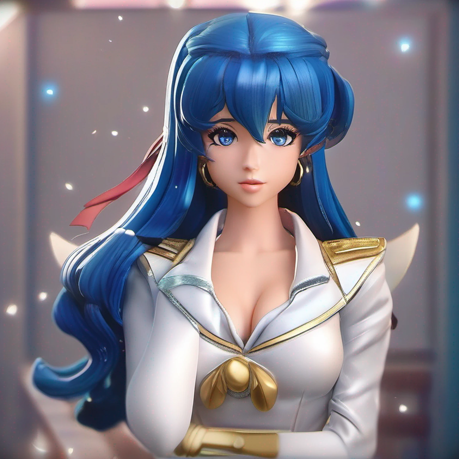 master part, cheio: 1.3, stand, 8k, ..3d, Realistic, Ultra Micro Tiroteio, Qualidade Superior, Extreme Detail CG Unity 8k papel de parede, de baixo, detalhes intrincados, (1 female), 18 anos, (Sailor Lua supersailorlua mer1, tiara, Marinheiro Senshi Uniforme Marinheiro: 1.2, lua marinheiro: 1.2), Loira de cauda dupla brilhante impossivelmente longa, loira fina e muito longa de cauda dupla reta, coque de cabelo, Ornamento de cabelo redondo vermelho em um coque de cabelo, Uniforme Sailor Senshi, (colarinho azul, Colar de marinheiro azul, Mini blue pre-gate skirt: 1.3, very large red ribbon on the chest: 1.3, Long gloves of white latex: 1.3, luvas vermelhas nos cotovelos, very large red bow behind the waist: 1.1, cleavage is looking big, tiara dourada, Brincos), (detalhes do rosto: 1.5, olhos azuis brilhantes, beautiful face, Olhos bonitos, olhos brilhantes, thin lips: 1.5, thin, sharp, pale eyebrows, long dark eyelashes, Double eyelashes), Joias de ouro de luxo, fino, fino e musculoso, Rosto pequeno, seios grandes, perfectly proportions, cintura fina, pose de modelo sexy, visible pores, sorriso sedutor, perfect hands: 1.5, high-legged swimsuit, very thin white holographic leather and apt high gloss, octane rendering, very dramatic image, Luz natural forte, sunlight, exquisite lighting and shadow, Dynamic angle, DSLR, foco nítido: 1.0, Maximum clarity and sharpness, (space background, luar, lua, Dynamic background, Antecedentes detalhados)
