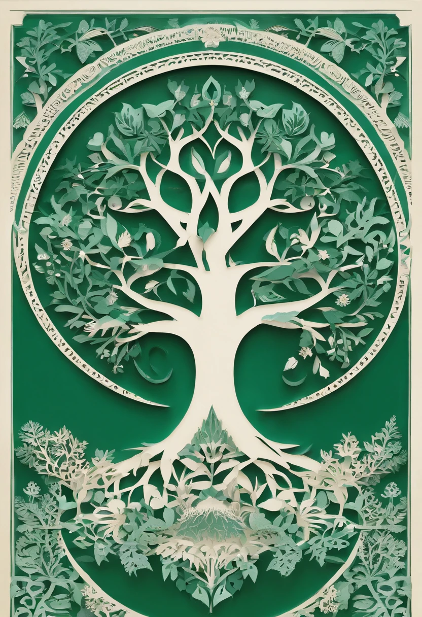 enchanted forest, world, emerald, tree of life, mandala, planet earth, fractals, 4K