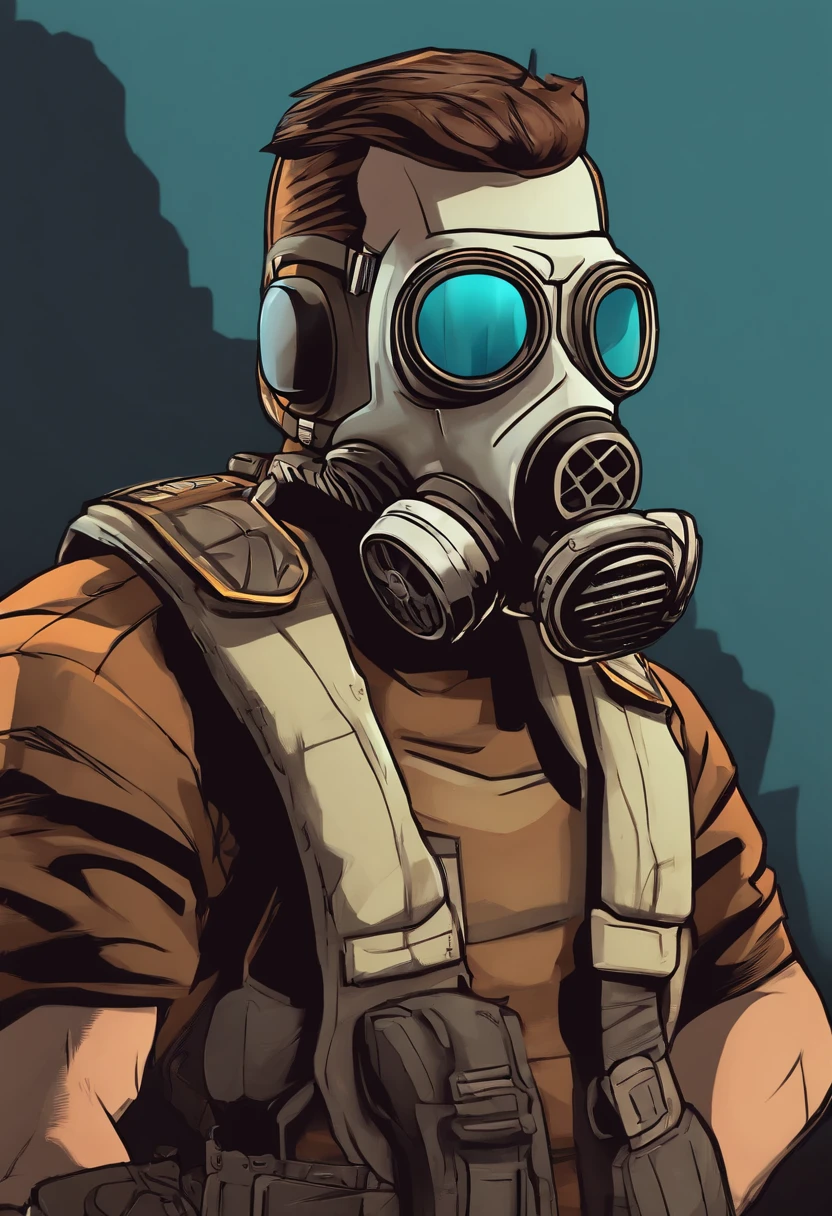 a cartoon character of a man with a gas mask and a gas mask on, profile picture 1024px, borderlands art style, borderlands 3 style, realist aetherpunk, from valve, borderlands style, duke nukem art style, eldritchpunk, muscular! cyberpunk, avatar image, profile pic, cyberpunk old man, profile picture, profile image