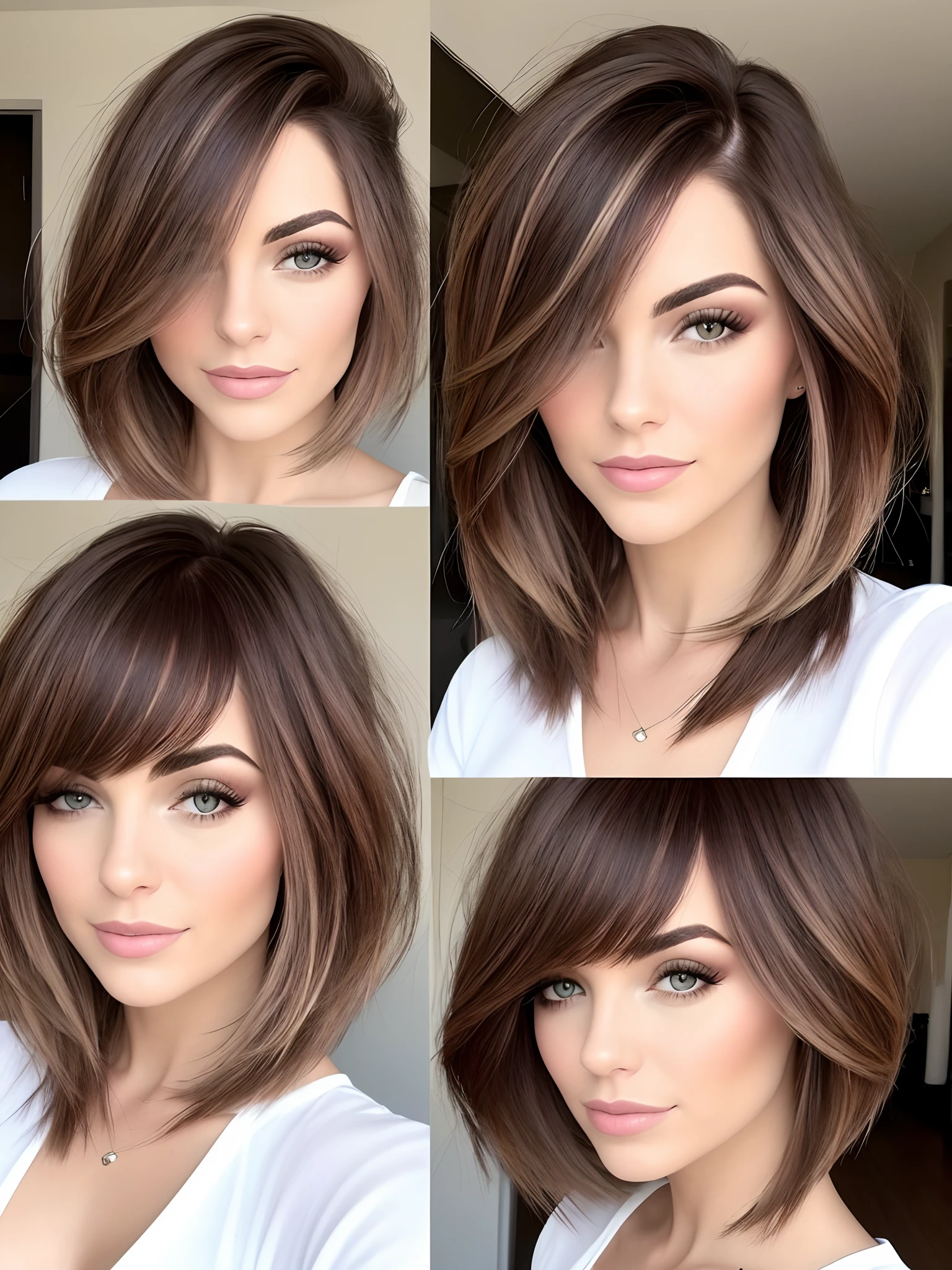 , japonesa linda de pelo corto, realista