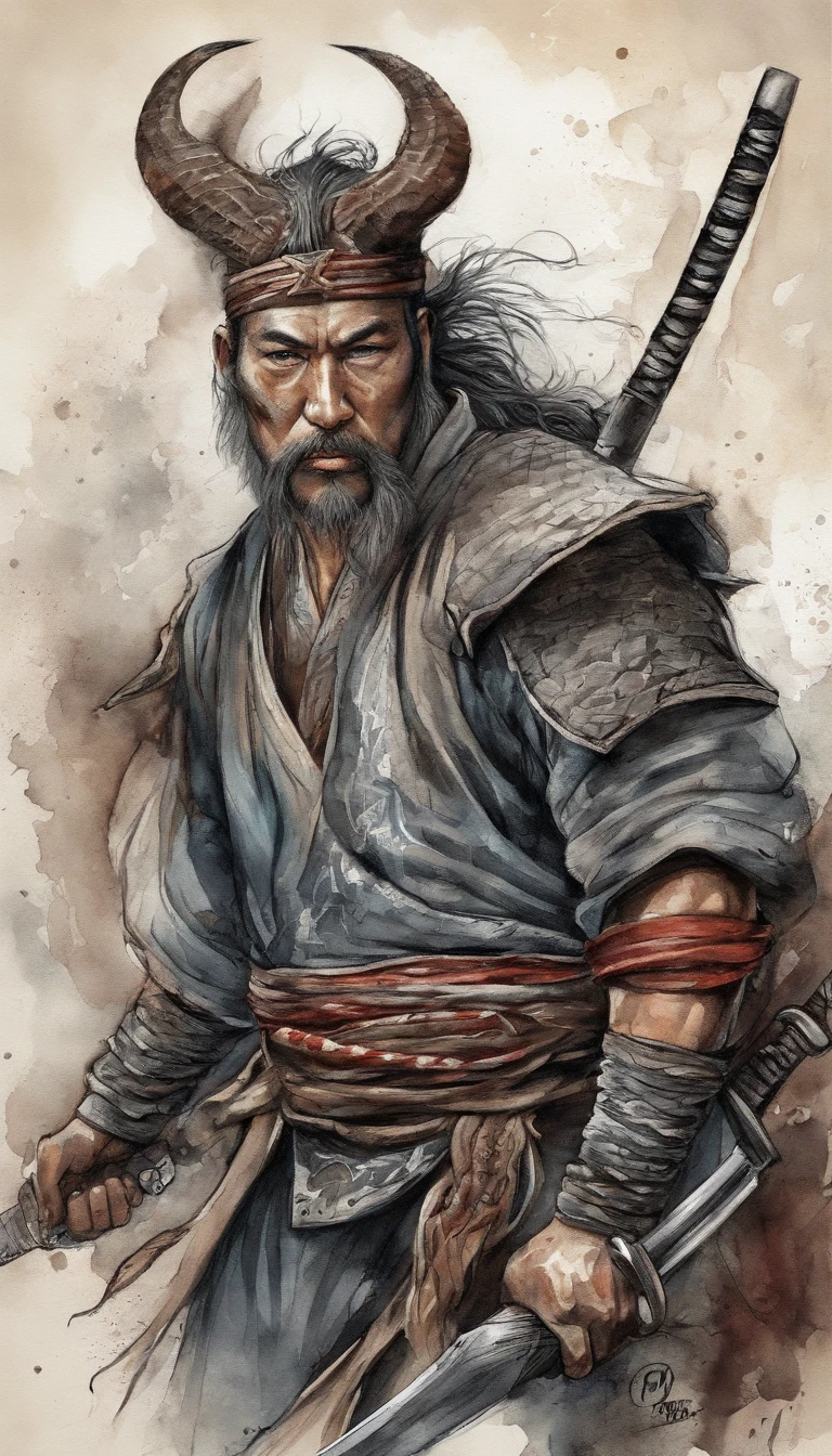 T-shirt design, illustration ultra color, center art, fierce dragon background, Afuro Samurai) is a Japanese independent seinen manga (dōjinshi) criado por Takashi Okazaki, samurai_ (Afro samurai anime), weapon, 1man 38 years, solo, male focus, sword, greyscale, afro hair, manly, fierce, holding, scar on face, upper body, incredibly strong, rita rossweisse, gothic colors, mood of tension and terror, Artlist_Milli-Liter,style samurai, ink style, sketch style, hand-painted lines , Edge line, ink mark, Pencil line, vivid colors, super realistic, textured skin