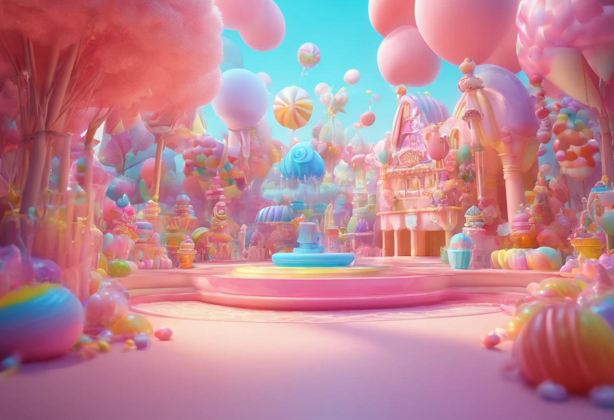Beautiful fantasy sweet world background, Candy Wonderland. Generative AI.,发光