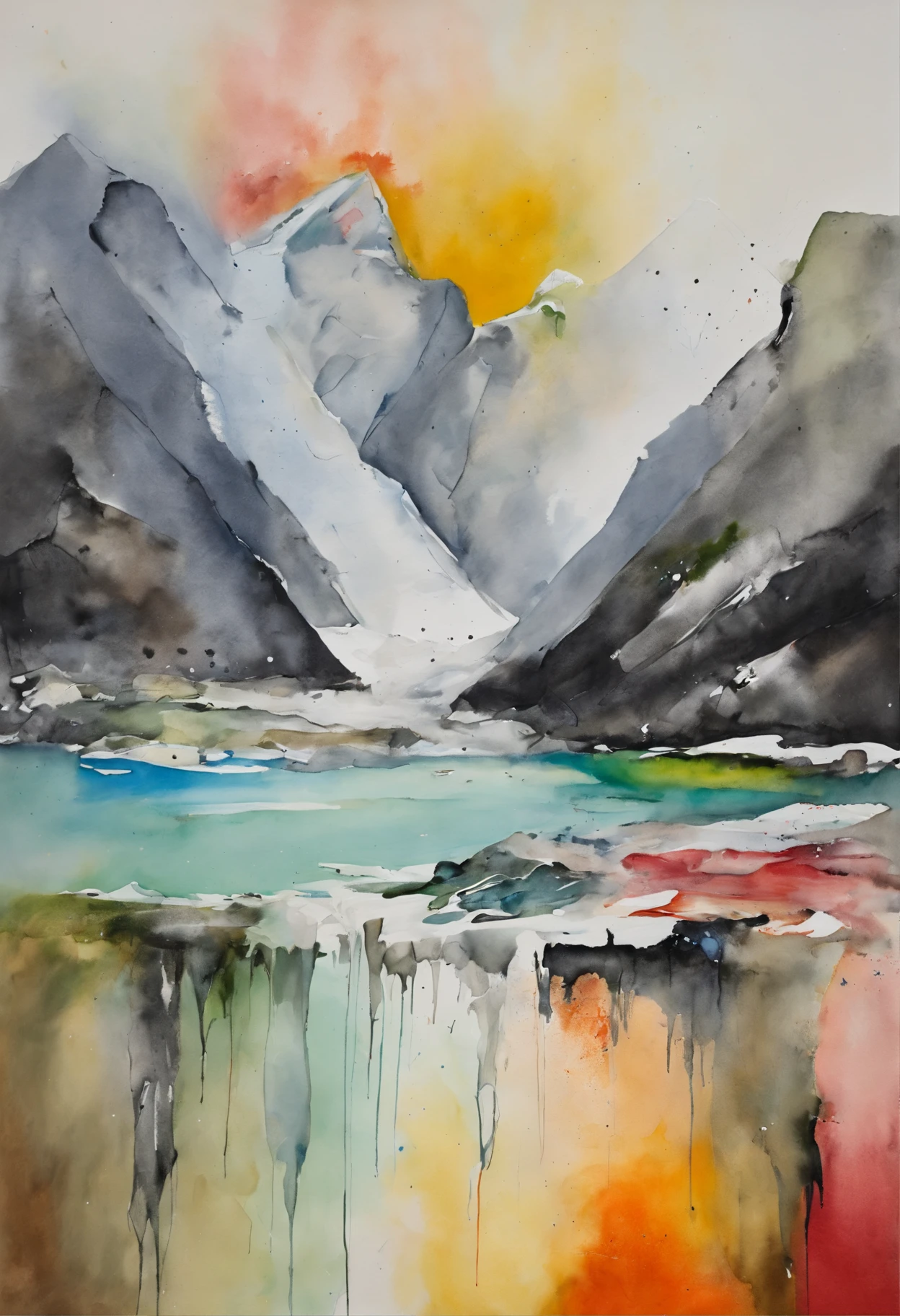 (aquarela paiting,Swiss glaciers
