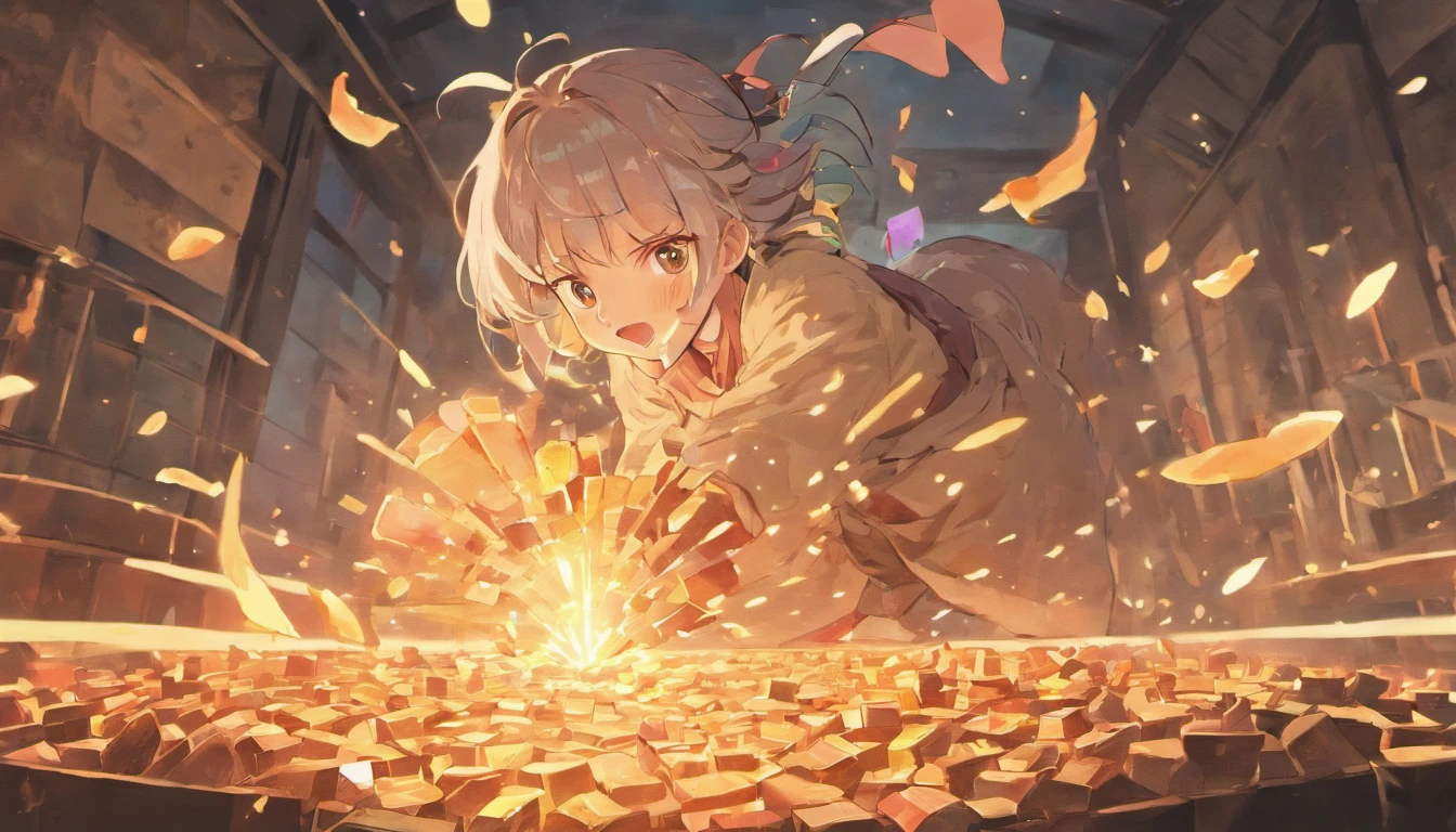 The old man breaks the piggy bank