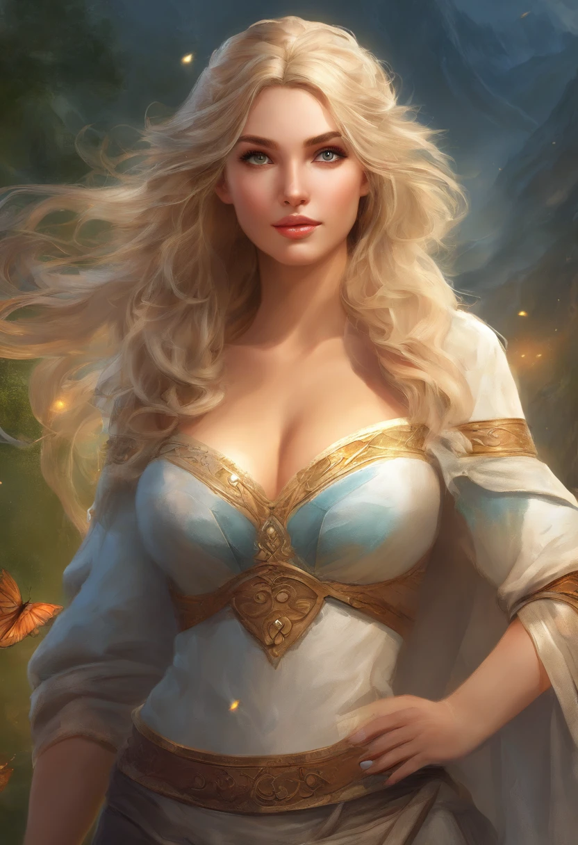 High resolution illustrations, unrivaled masterpiece, ultra-realistic 8k CG, perfect artwork, (fidelity: 1.5), farm, ranch, ((night)), cloudy, ((mature woman)), (((solo))), wet hair, blond hair, curly hair, single ponytail, blue eyes, huge tits, big ass, natural makeup, ((Casual wear, jeans)), character in the middle, standing,