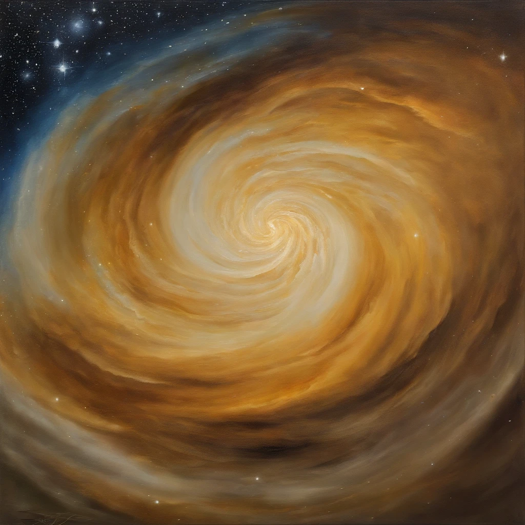 Pinceladas grossas e tinta molhada，Fibonacci，The golden ratio，cera derretida，visible brushstrokes，oil on the canvas，pinceladas grossas，detalhes insanos，8K UHD，realismo ultrarrealista，Van Gogh starry sky, 9:16