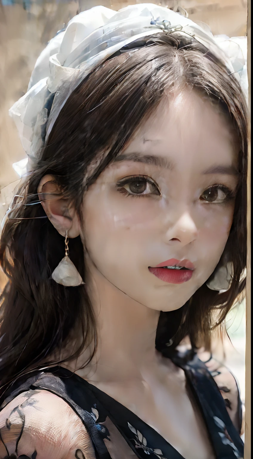 (Um hiper-realista)、(illustratio)、(alta resolução)、(8k)、(ighly detalhado)、(best illustration)、(olhos lindamente detalhados)、(qualidade superior)、(ultra-detalhada)、(obra prima)、(papel de parede)、(Um rosto detalhado)、solo、1 em、olhando para o espectador、fino detalhado、Um rosto detalhado、In the darkness、sombras profundas、discreto、Pureerosfaceace_v1、um sorriso、Longas、xale preto cabelo liso、Bangs diagonais de 46 pontos, (vestidos de seda、saia Longasa)(fora dos ombros)Vista do castelo、、Fique Contra a Parede