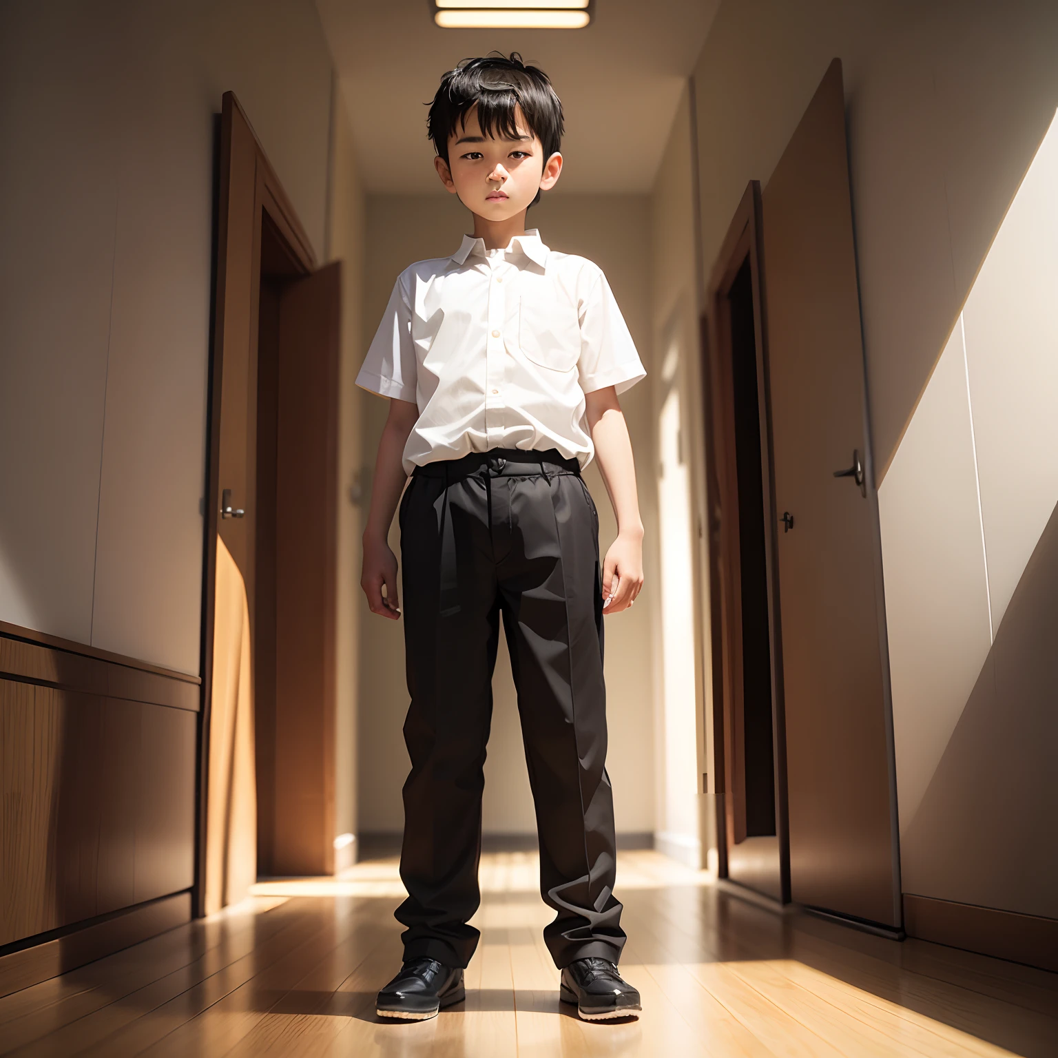 boy, standing up, full body,