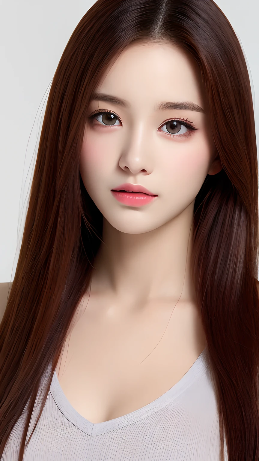 (Lifelike, hight resolution:1.3), 1 girl with a perfect body, super fine face and eyes,length hair, Tank top of random colors:1.2, Short jeans,Expose cleavage、student clothes