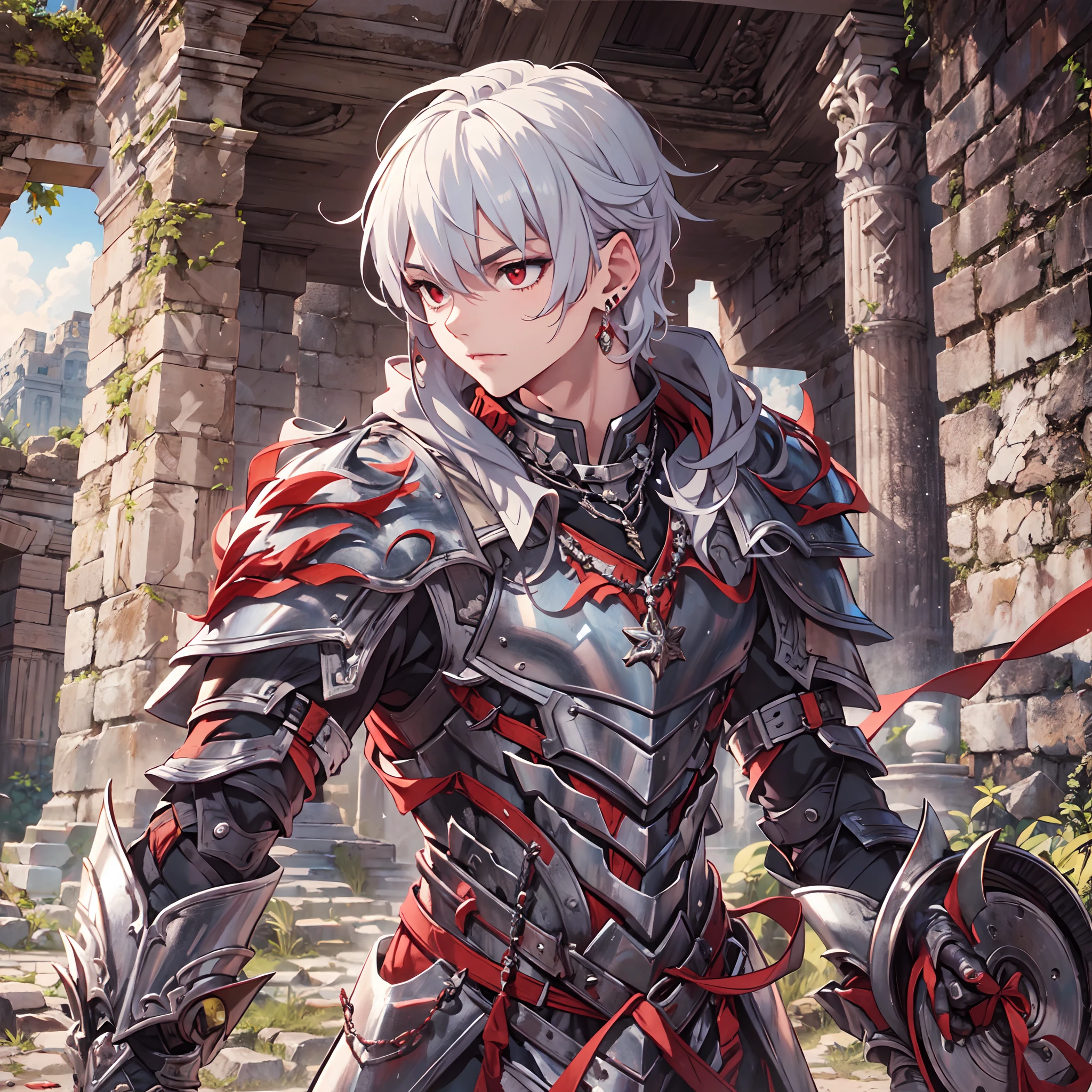 128K Ultra High Definition,
128K Ultra High Quality,
128K Ultra High Resolution,
128K Resolution,
Hyper Detailed,
Hyper Quality,
Hyper Definition,
Perfectly Detailed,
Perfectly Designed,
Masterpiece,
1 Boy,
Anime,
Handsome,
White Hair,
Red Eyes,
Wearing Earrings,
Wearing Necklace,
Armored With Spartan Armor,
Ancient Ruins Background,