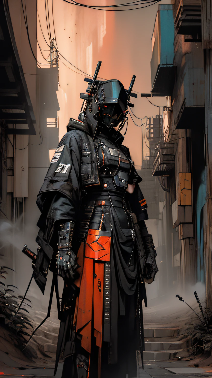 derpd, lethal geisha cyborg assassin wearing hooded kimono & armor, futuristic ski sunglasses, danger, red-yellow sky, post apocalyptic art, neon horror, sci-fi, glitchcore, cgsociety, modern european ink painting, androgynous, mixed media, dystopian art, black and Neon cosmic art, analog horror, nightmarefuel, space punk, glitchcore, hauntingly beautiful, beautifully ominous. A world class female cyborg in stunning HD, world class art, unique, modern masterpiece, exceptional, exquisite, dark fantasy, apocalypse art, calotype