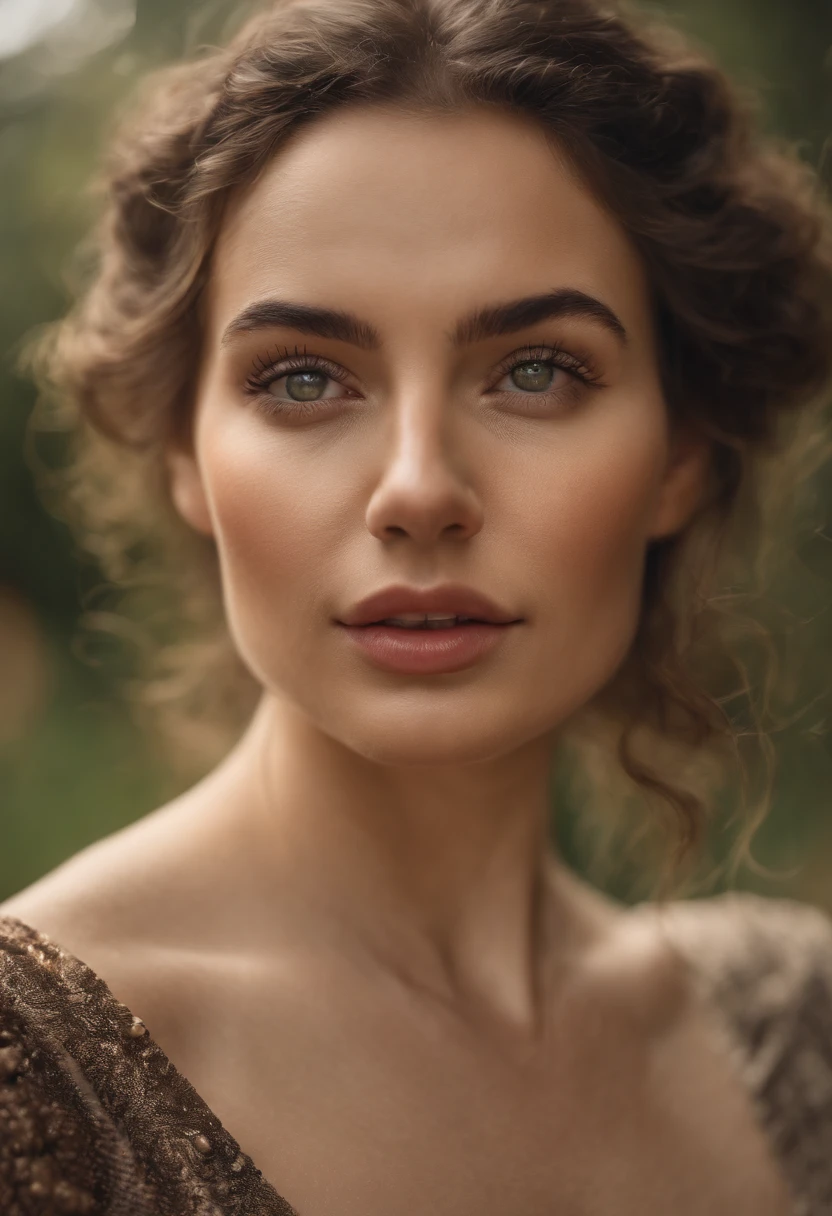 High-resolution illustrations, unrivalled masterpiece, ultra-realistic 8k CG, perfect artwork, (fidelity: 1.5), Photography study, British royalty, ((study light)), sunny, ((young British royalty woman)), (((solo))), wet hair, brown hair, curly hair, blue eyes, huge tits, big ass, natural makeup, ((Gucci Dress, high heels)), character in the middle, standing, background study