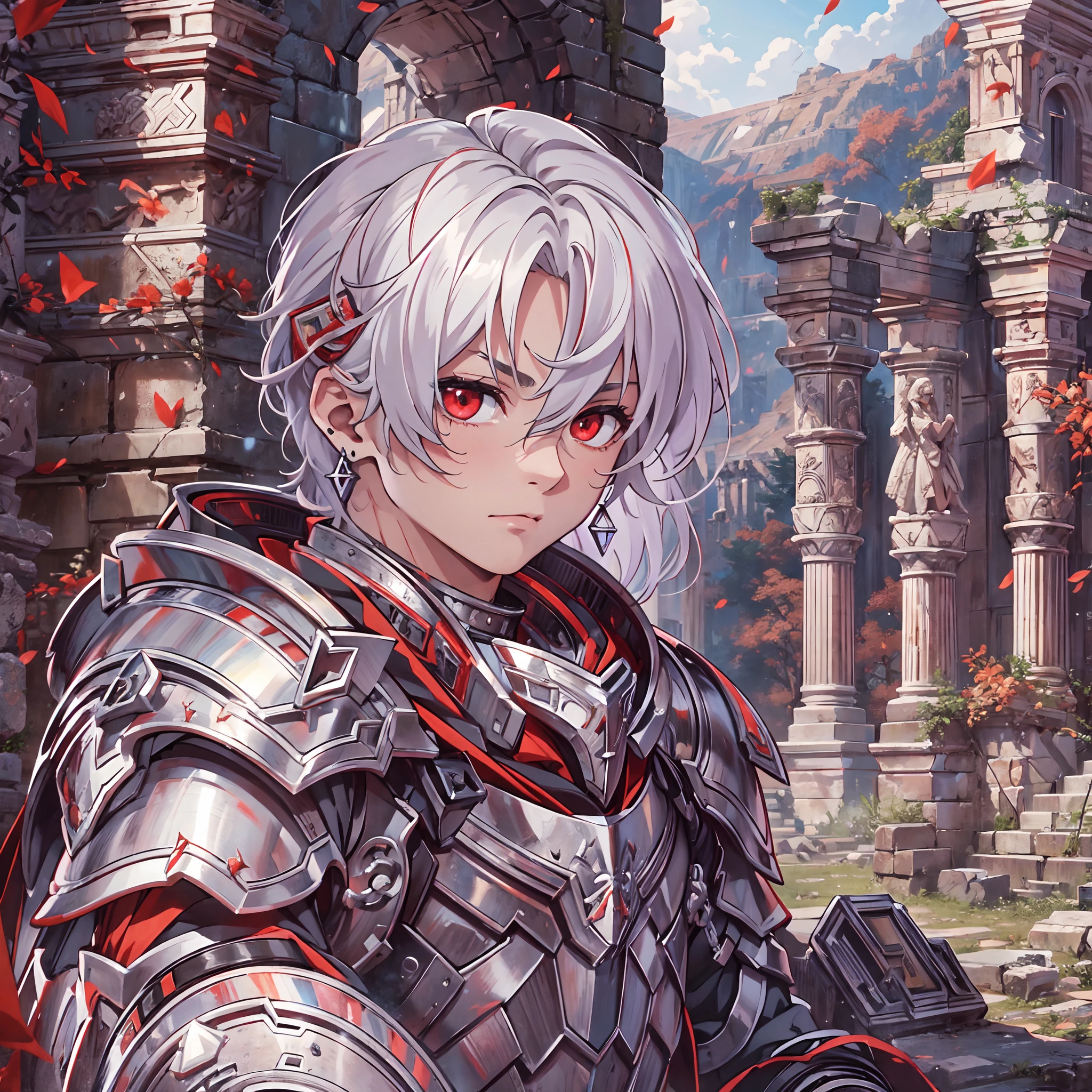 128K Ultra High Definition,
128K Ultra High Quality,
128K Ultra High Resolution,
128K Resolution,
Hyper Detailed,
Hyper Quality,
Hyper Definition,
Perfectly Detailed,
Perfectly Designed,
Masterpiece,
1 Boy,
Anime,
Handsome,
White Hair,
Red Eyes,
Wearing Earrings,
Wearing Necklace,
Armored With Spartan Armor,
Ancient Ruins Background,