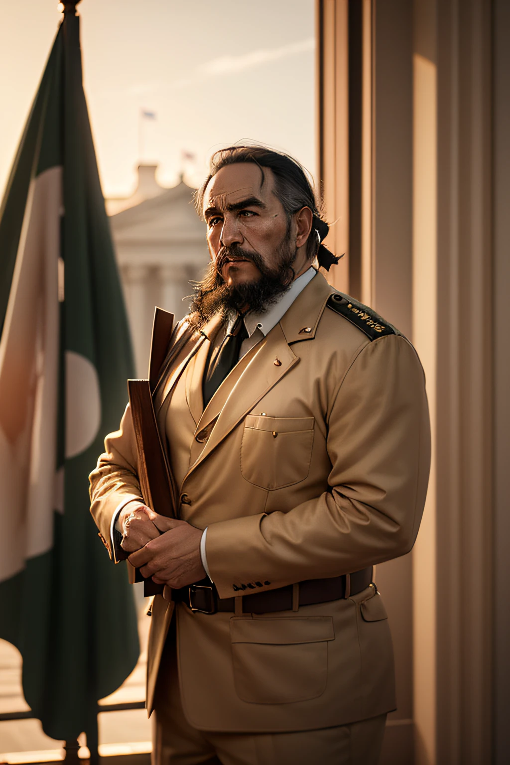 https://s.mj.run/jpN_ZpNt9cU https://s.mj.run/0YWsLH5owds A Photograph showcasing Fidel Castro Ruz amidst warm sepia tones, defiantly clutching a flag reading Patria Y Vida, with the powerful White House as a backdrop, evoking a timeless portrayal of resilience and political conviction. 3d rendered, 3d model, 3ds max, unreal engine v5. https://s.mj.run/IjhsFy3f0mQ --ar 16:6 --v 5.2