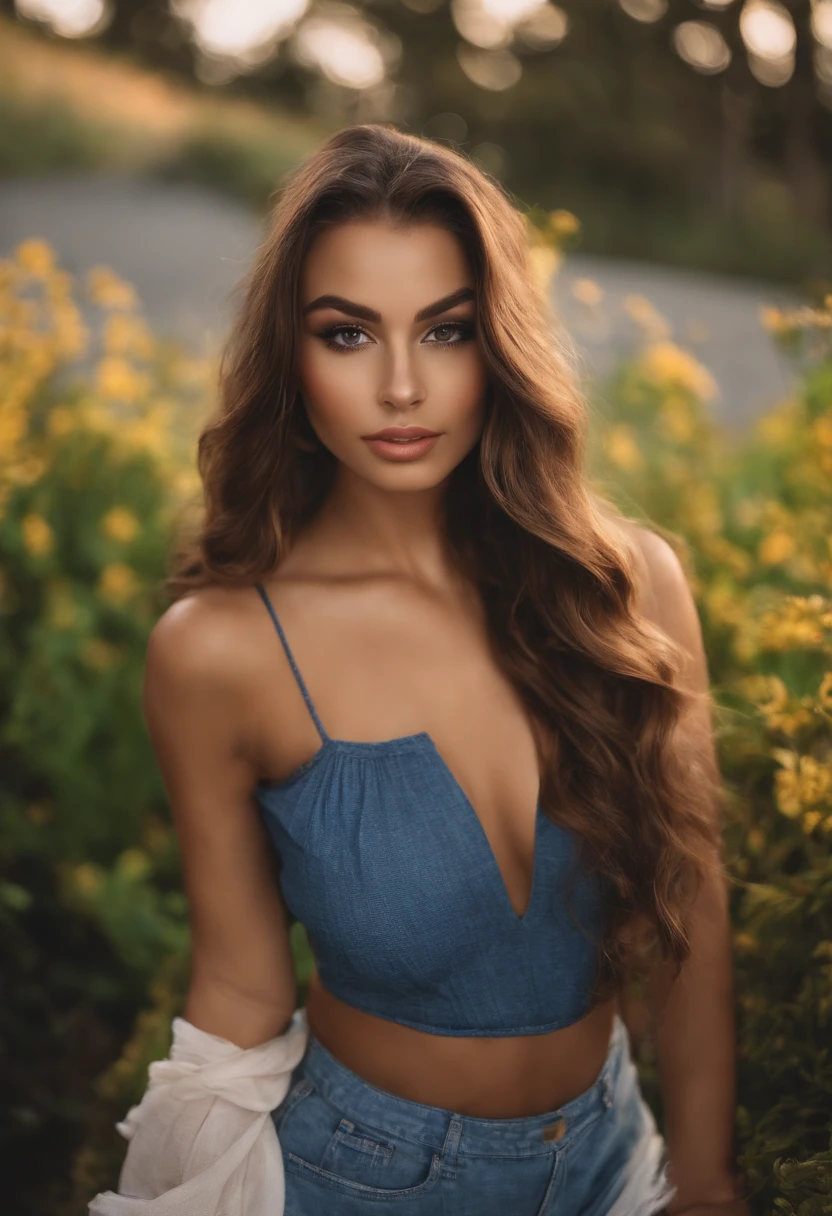 mulher arafed com regata e calcinha combinando, com olhos castanhos, Retrato Sophie Mudd, cabelos castanhos e olhos grandes, selfie de uma jovem sozinha em sua cama, deitada nu
