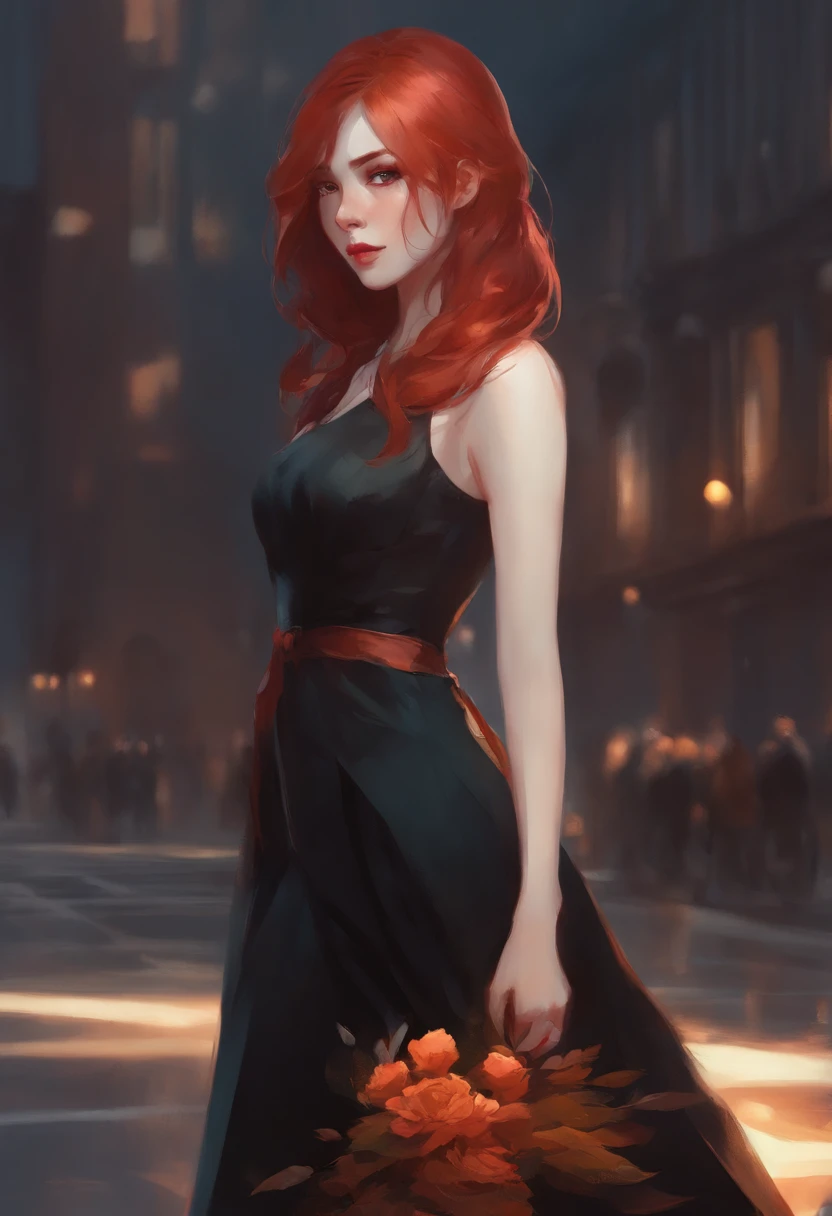 There's a red-haired woman, arte estilo guweiz, Guweiz, pintura de personagem bonita, Guweiz em Artstation Pixiv, Guweiz em Pixiv ArtStation, retrato impressionante do rosto do anime, bela arte digital, Wlop Ross, Obra-prima de Guweiz, arte de anime digital detalhada  hallowen com aboboras