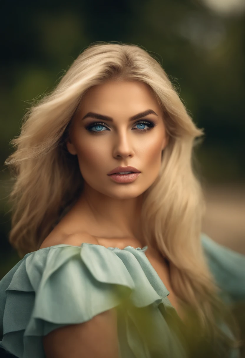 Woman blonde hair blue eyes Anne Marie,bad girl attitude
