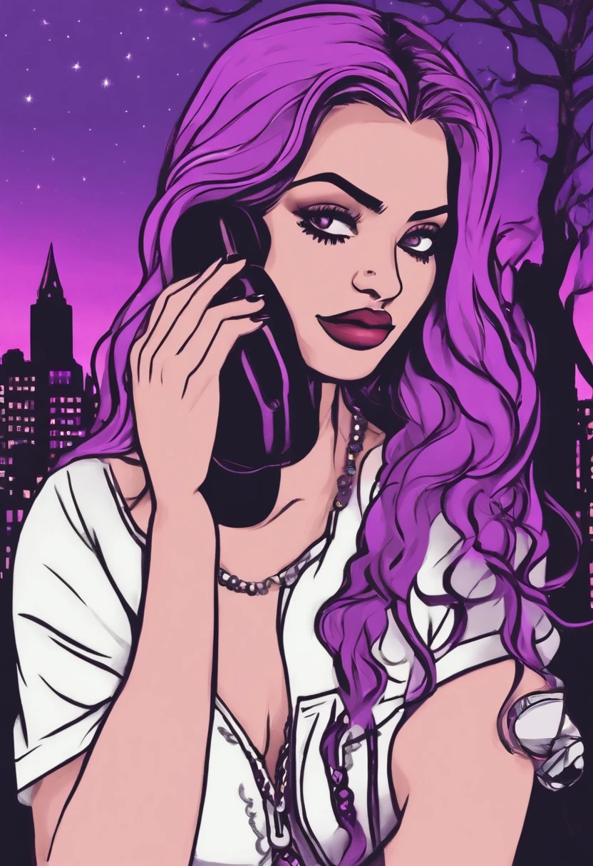 Fundo roxo com uma silhueta de uma mulher segurando um telefone celular, linda, filtro roxo, Mulher do gato, darkwave goth aesthetic, tons roxos escuros, girl screamin yolo - aesthetic, gato preto tirando uma selfie, silhueta de uma e seu gato, as paredes roxas e pulsantes, roxo - colorido, roxo e preto, silhueta!!! Sexy